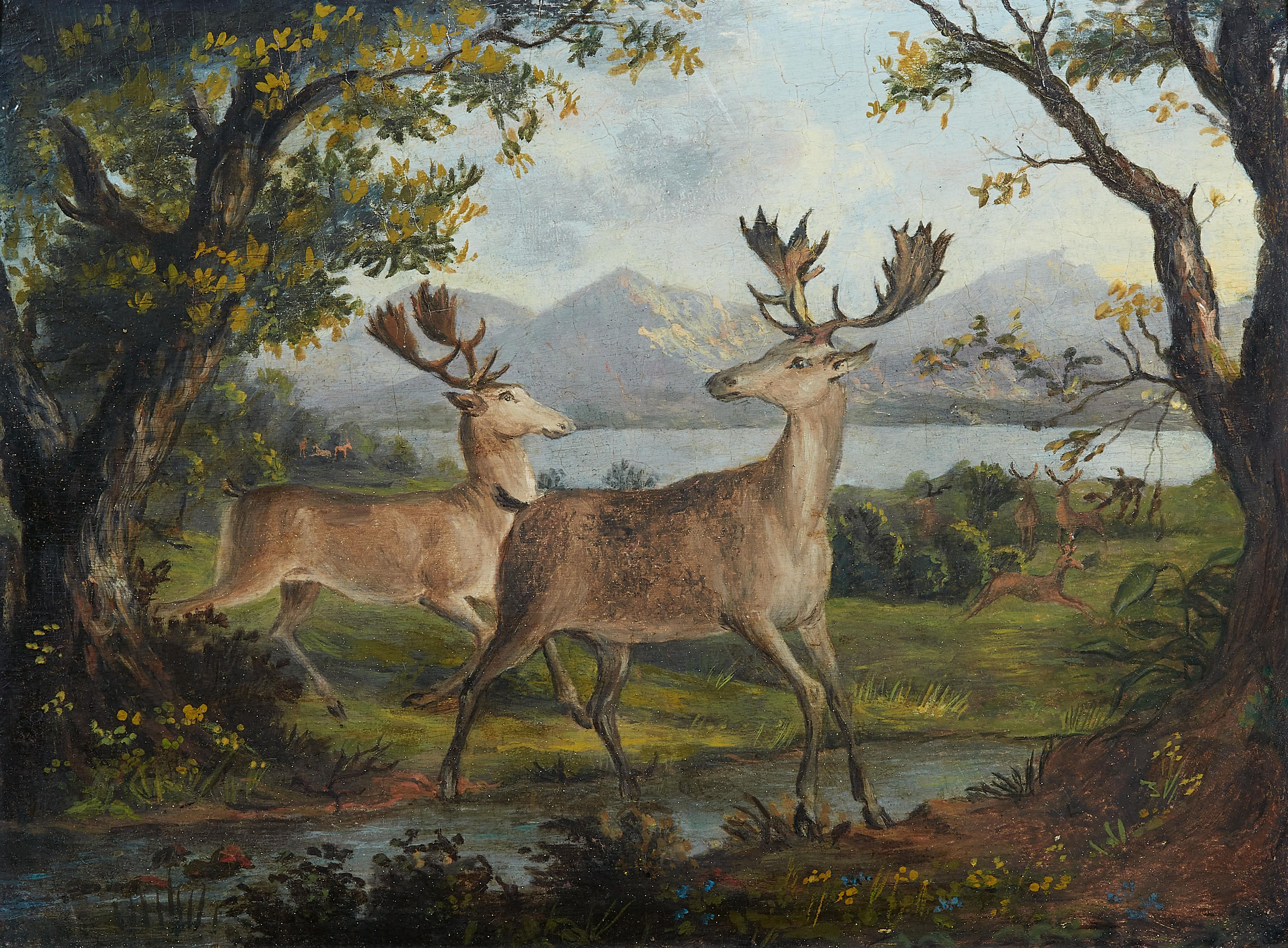Johann Elias Ridinger, in the manner of - Landscape with Deers - image-1