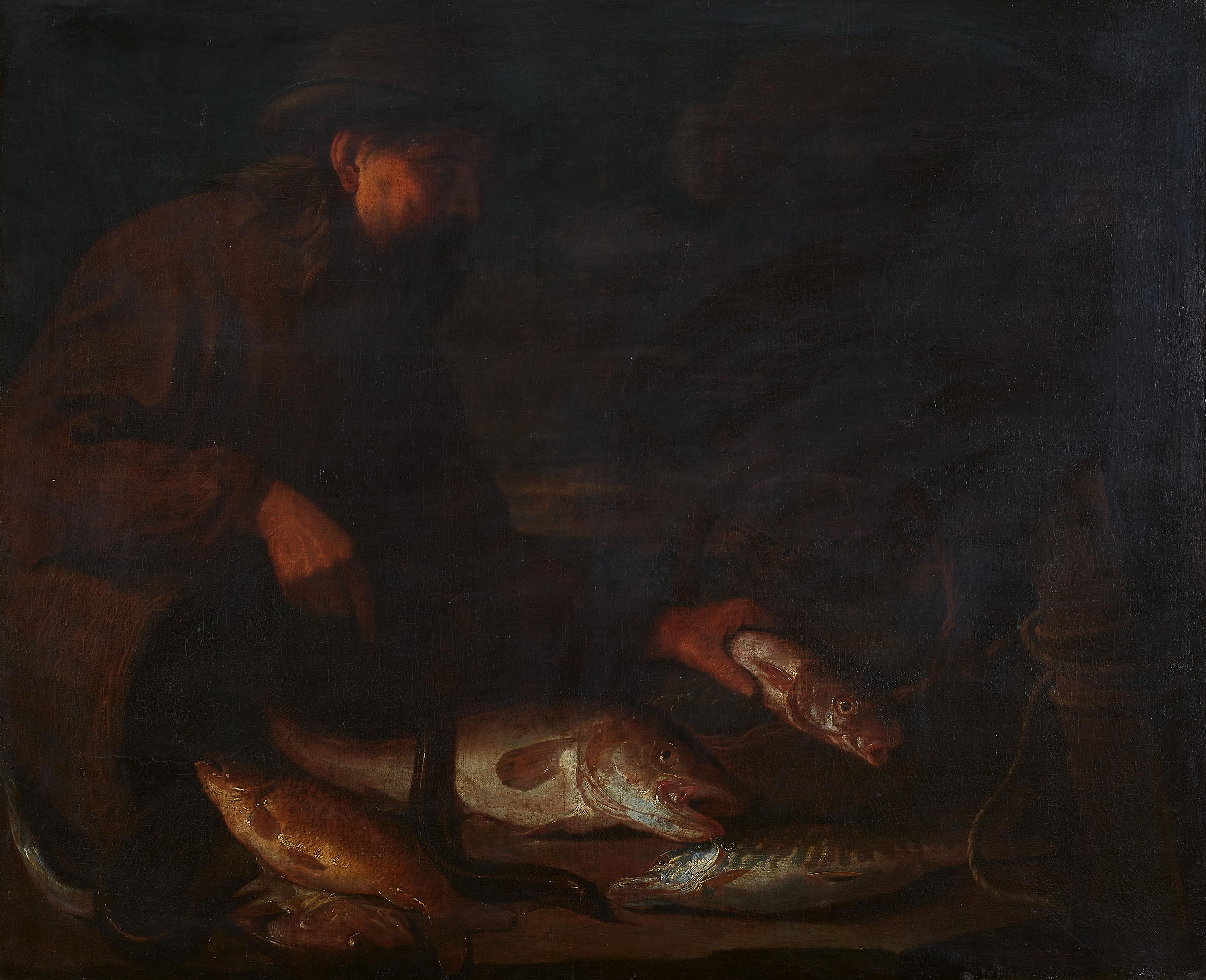 Giuseppe Recco, zugeschrieben - Ein Fischer mit seinem Fang - image-1