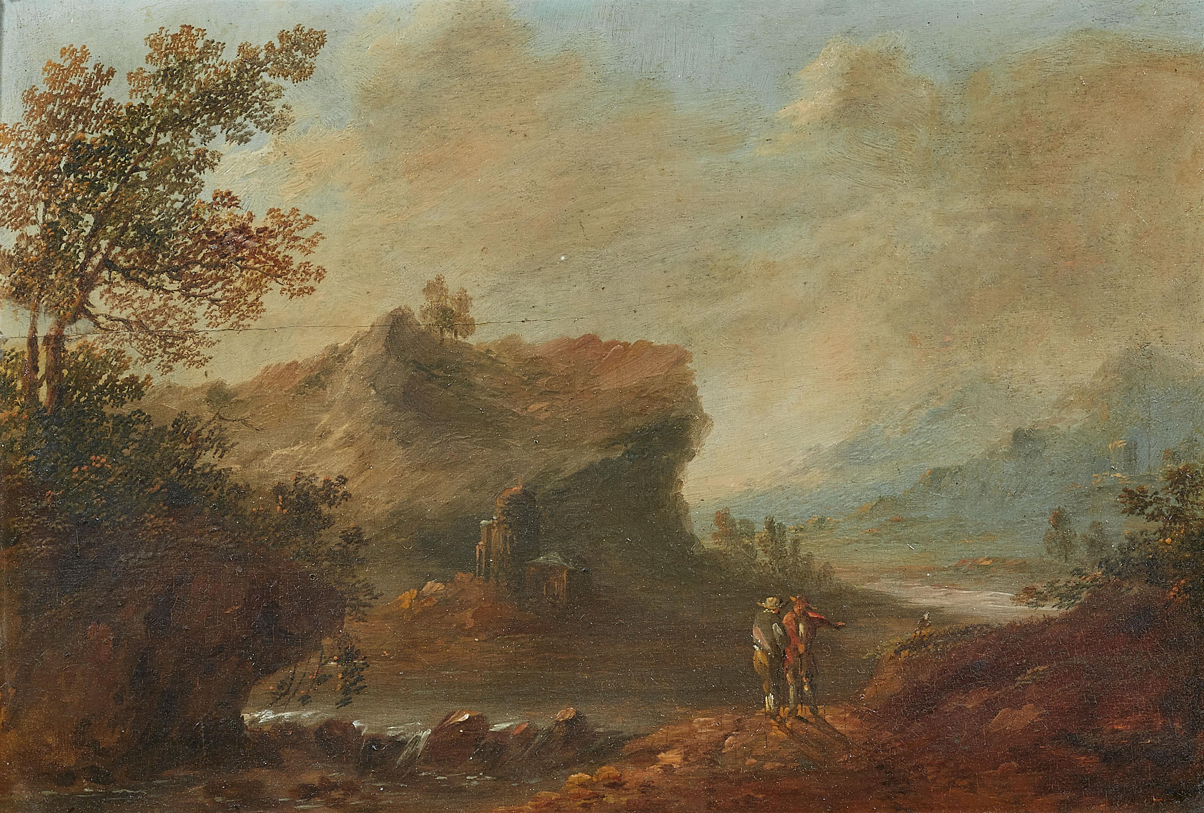 Johann Alexander Thiele, zugeschrieben - Bergige Landschaft mit Fluss - image-1