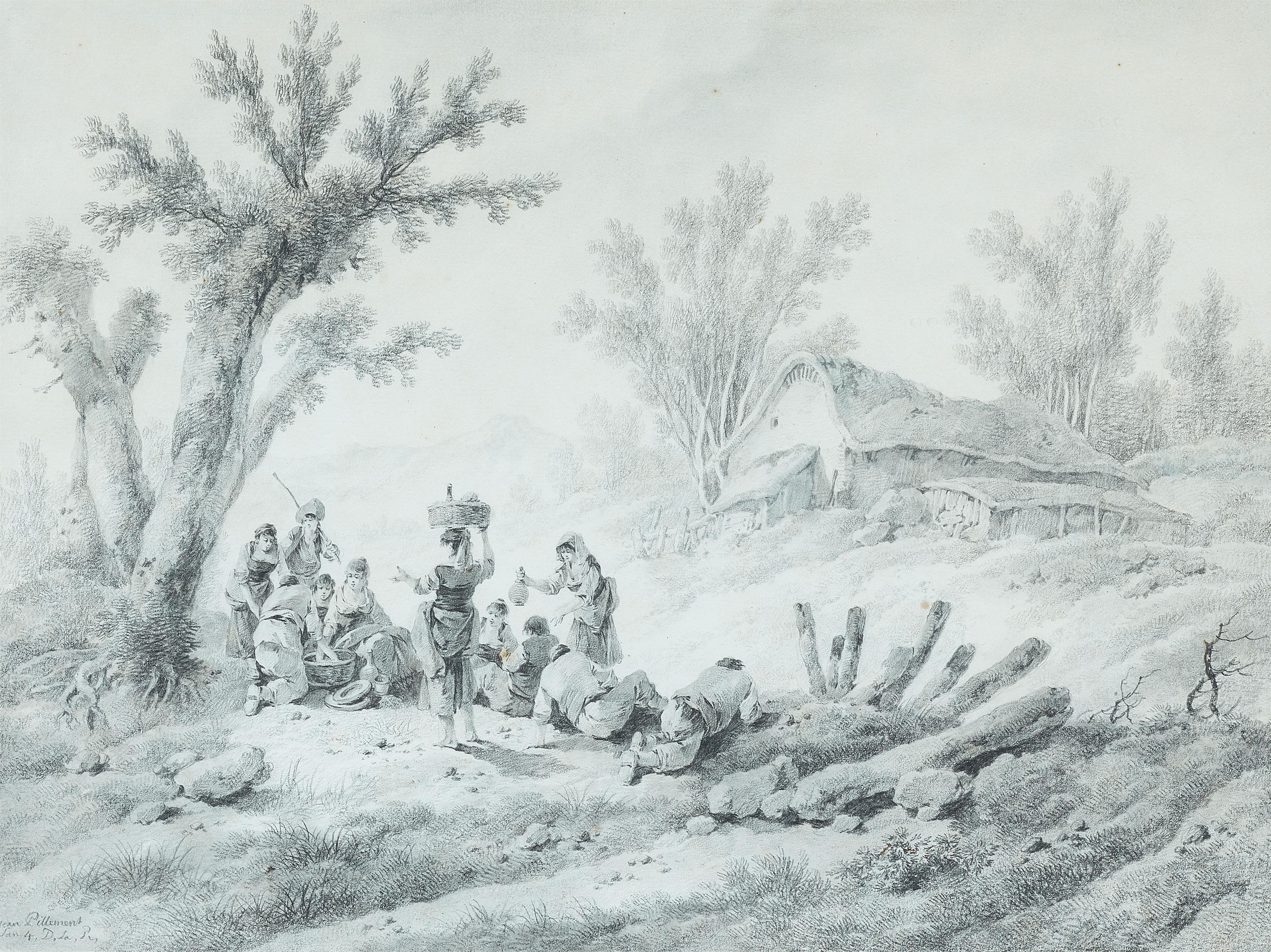 Jean-Baptiste Pillement - Unter einem Baum rastende Landleute - image-1