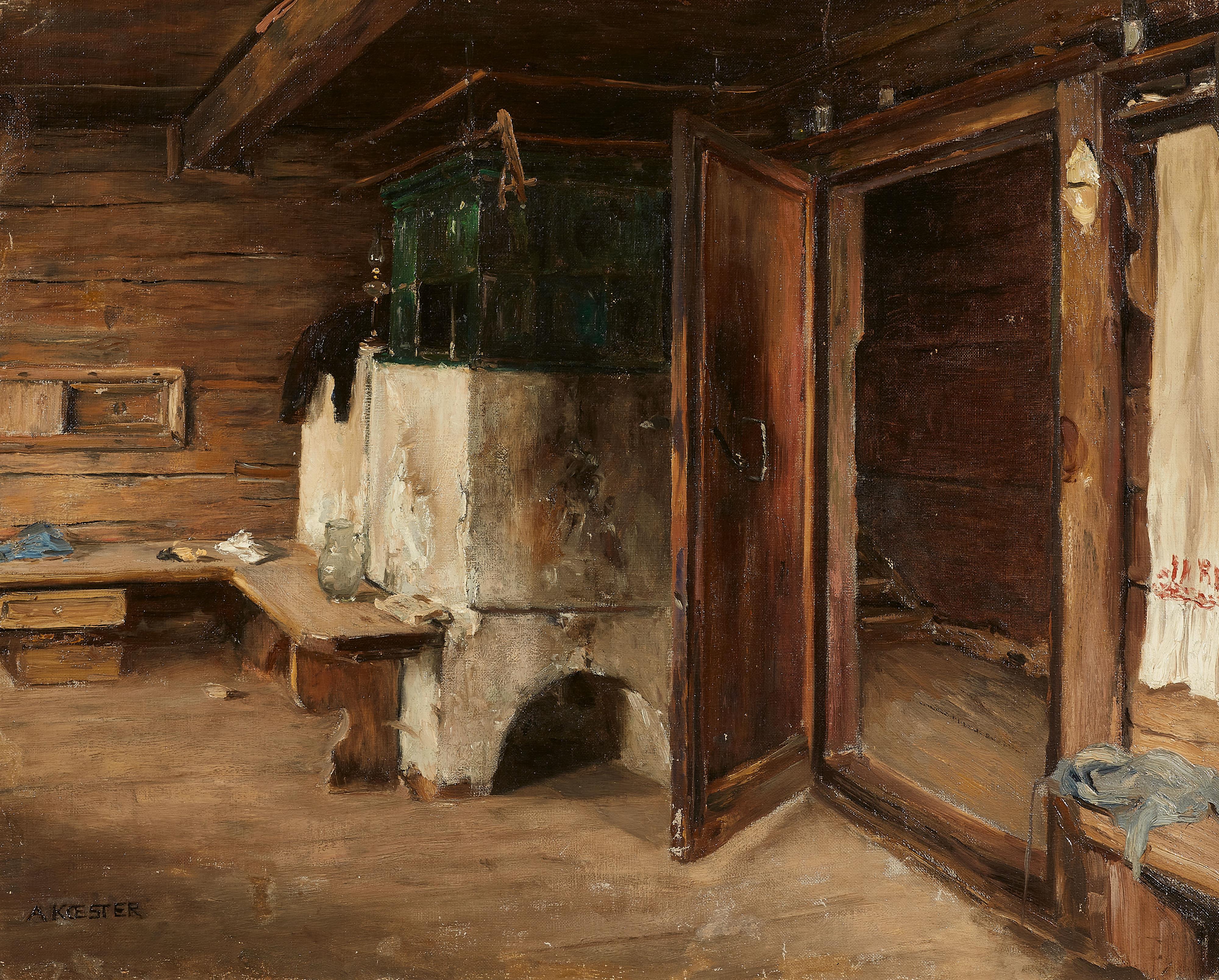 Alexander Koester - Cottage Interior with a Green Oven - image-1