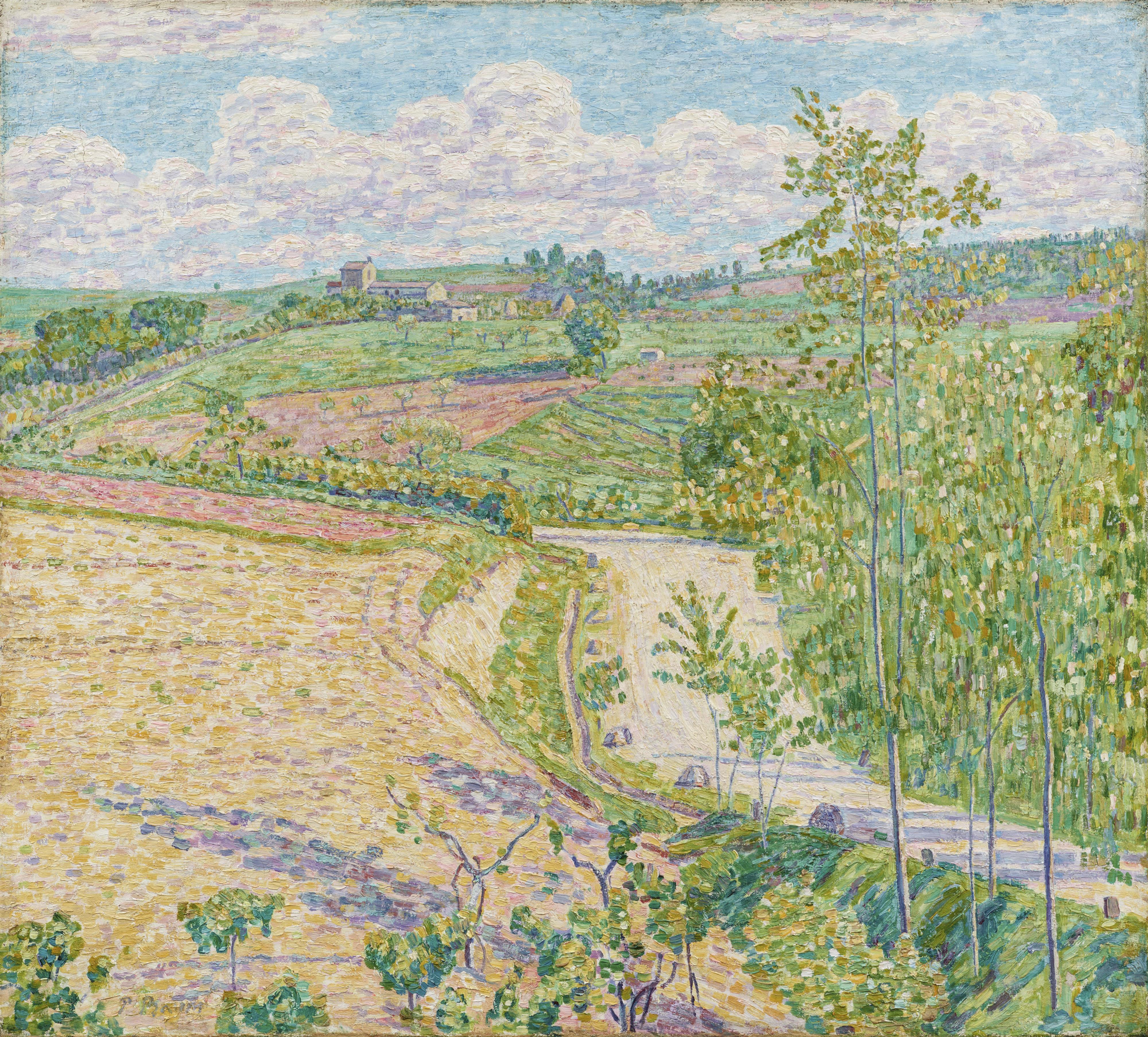 Paul Baum - Straße an Feldern in Frühlingssonne zu toskanischem Gutshof auf einem Hügel - image-1