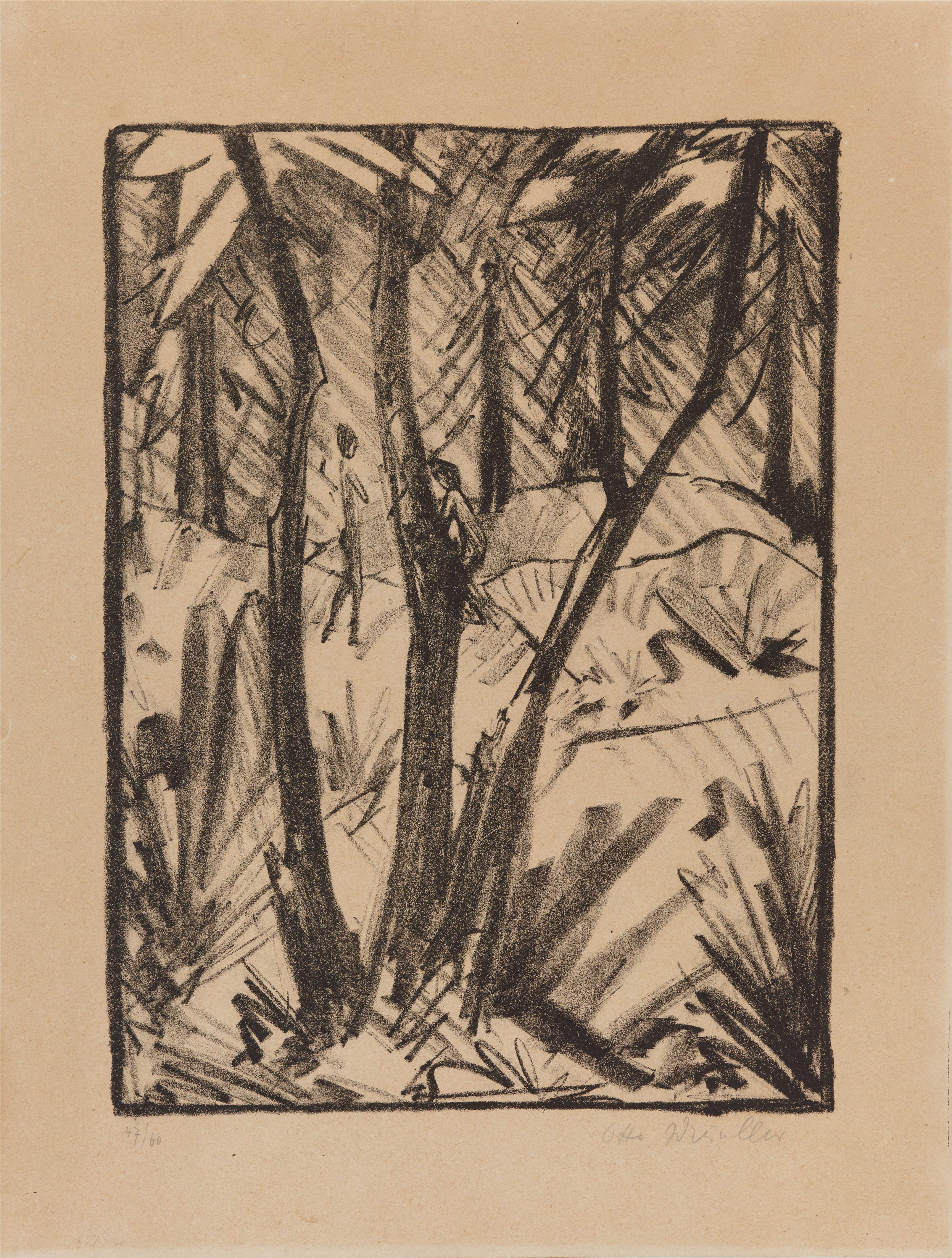 Otto Mueller - Waldlandschaft mit kleinen Figuren 2 - image-1