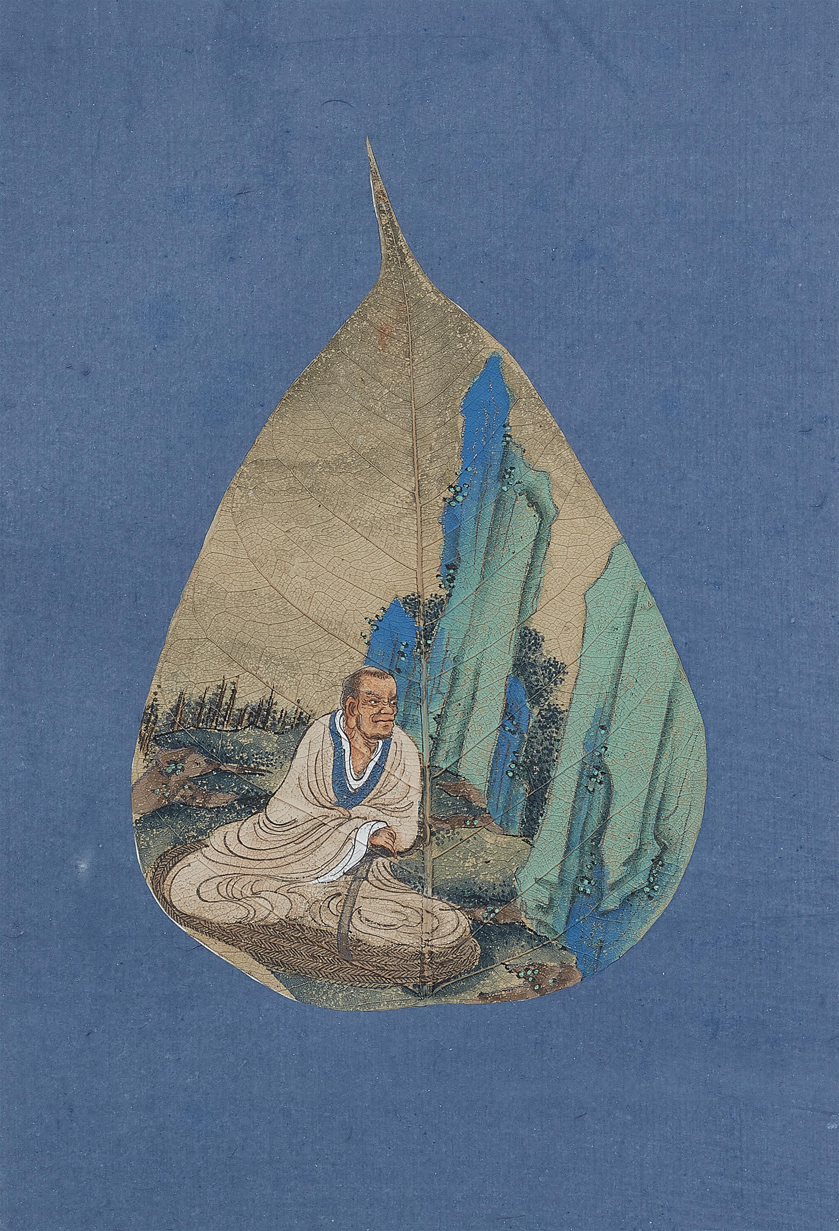 A mounted set of ten bodhi leaf paintings of louhan - image-4