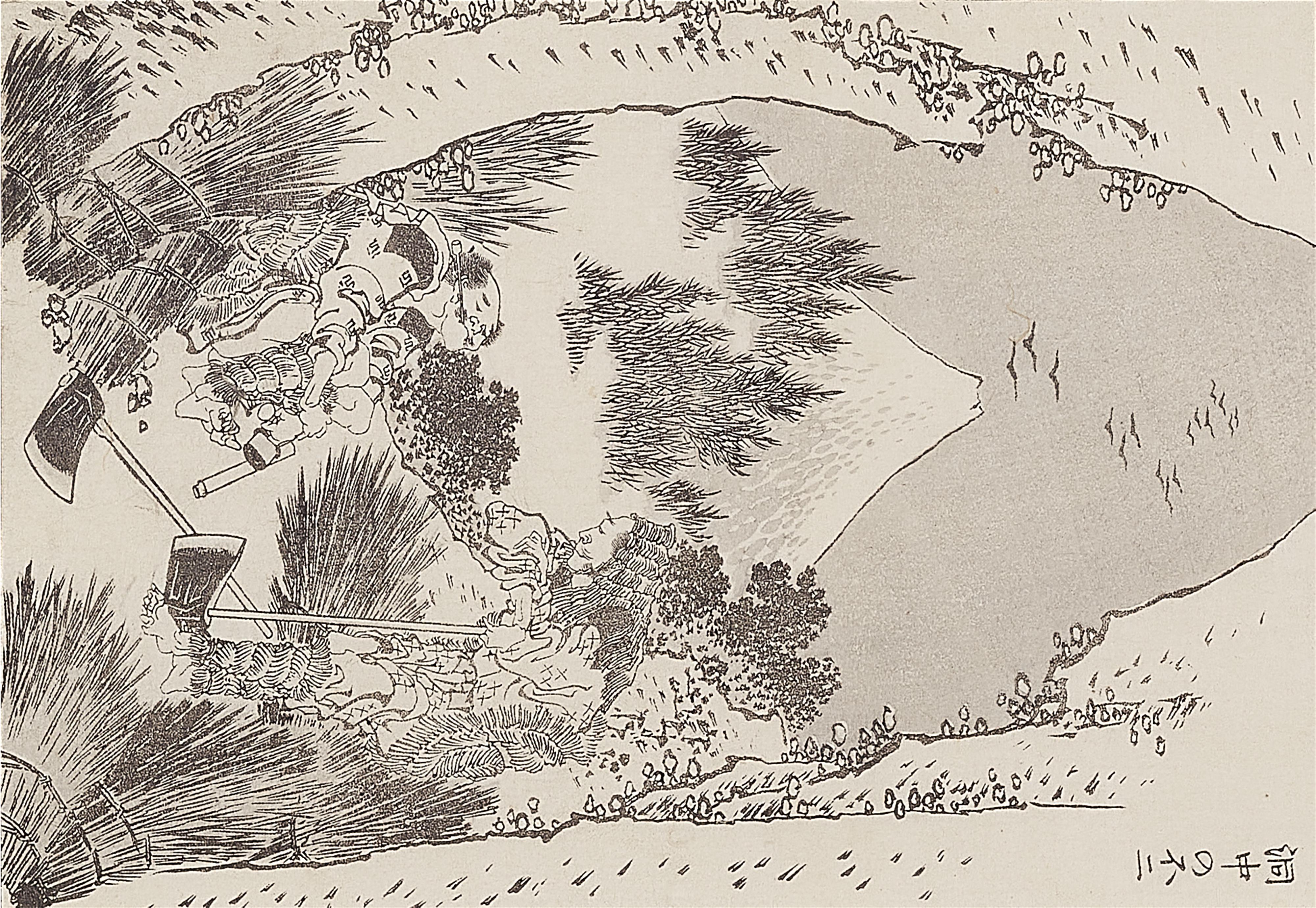 Katsushika Hokusai - Black and white illustrations from the album Fugaku hyakkei - image-32