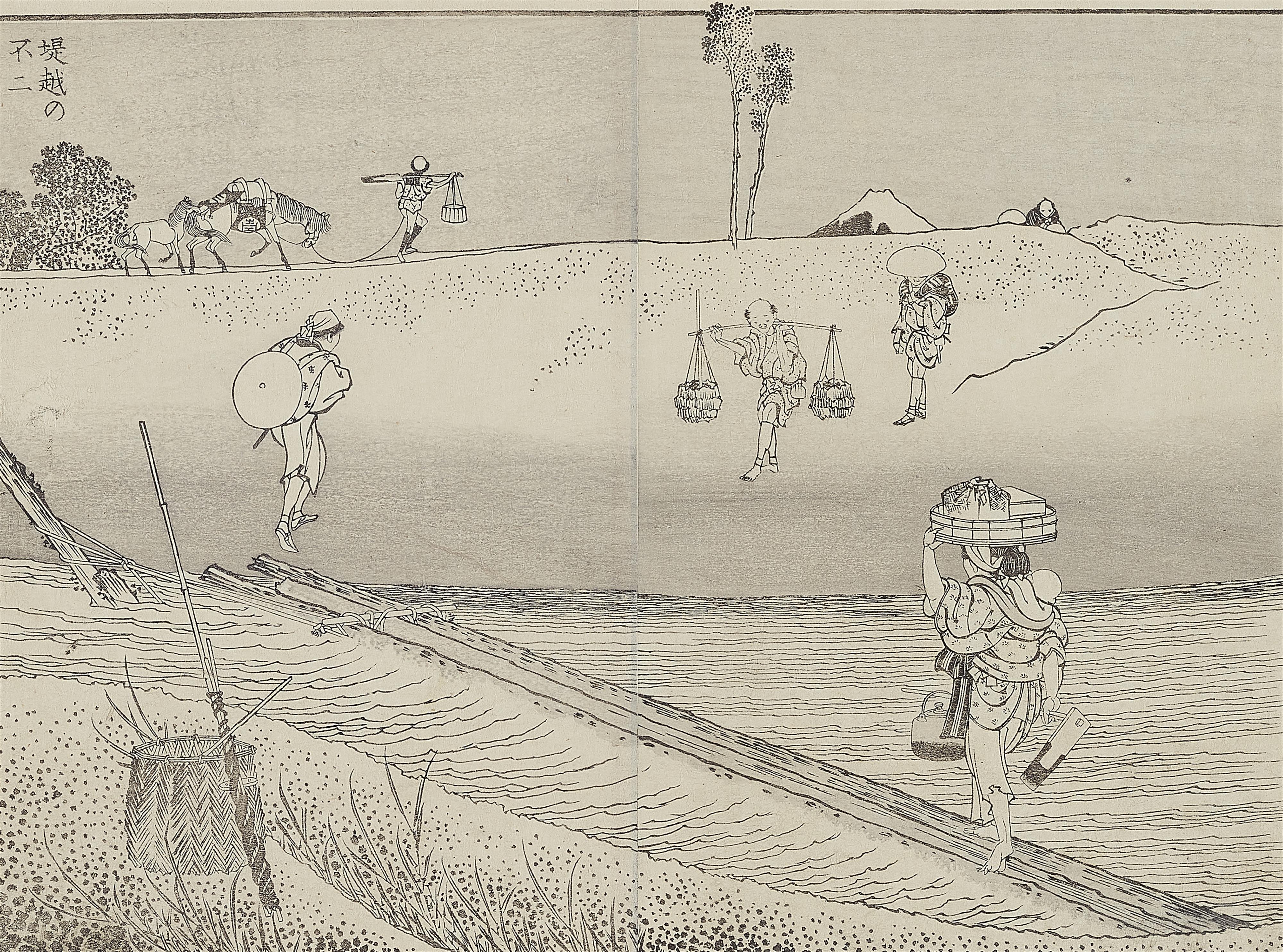 Katsushika Hokusai - Black and white illustrations from the album Fugaku hyakkei - image-12