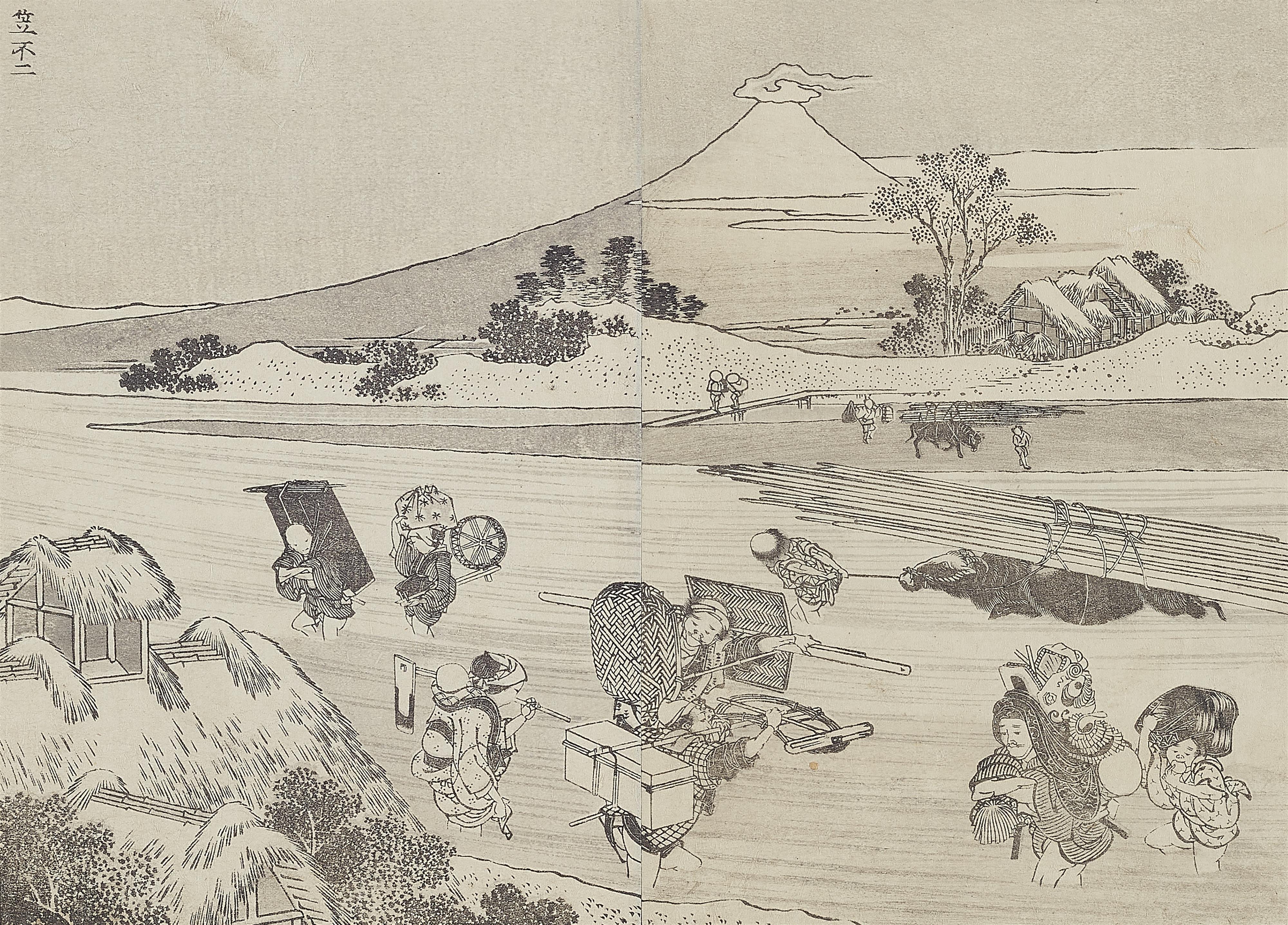 Katsushika Hokusai - Black and white illustrations from the album Fugaku hyakkei - image-27