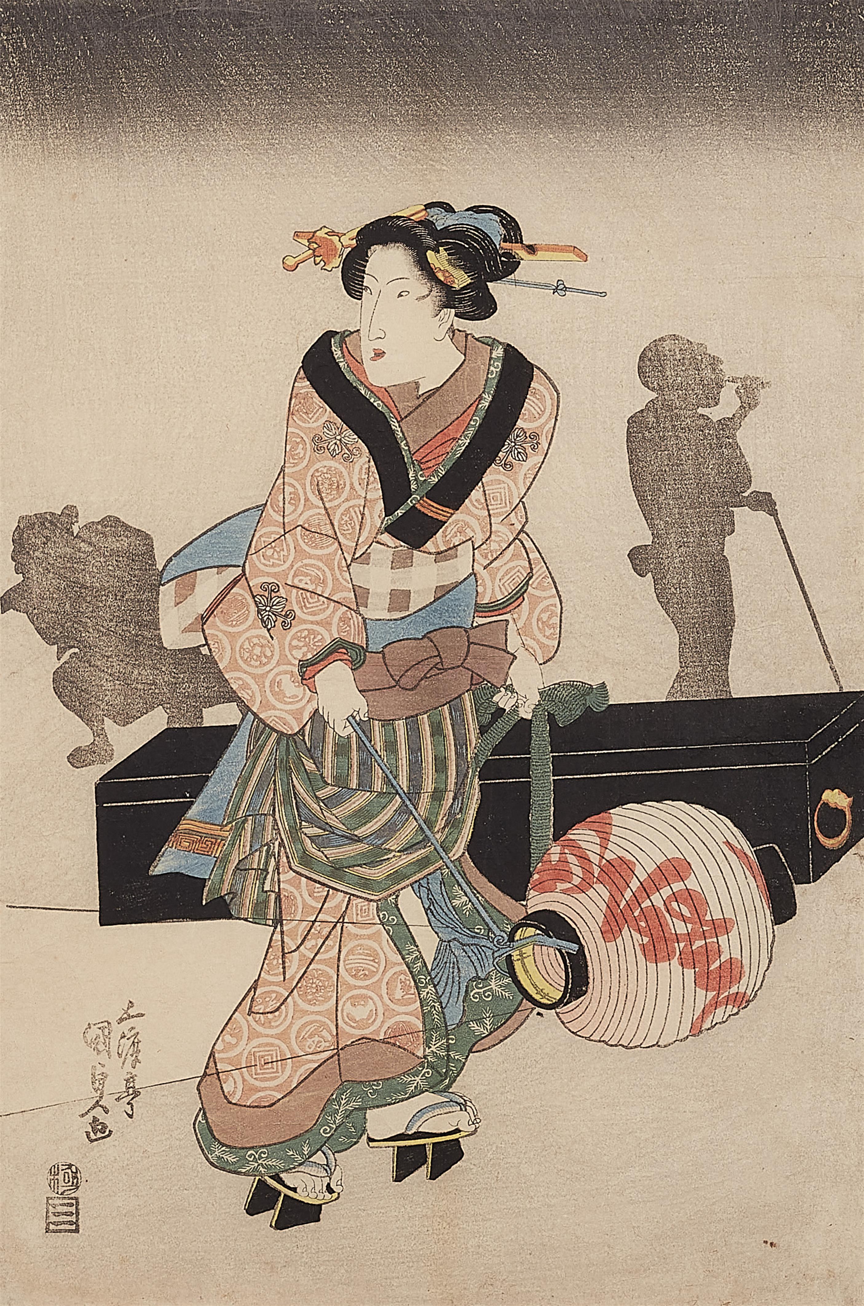 Utagawa Kunisada - Courtesans and maidservant - image-3
