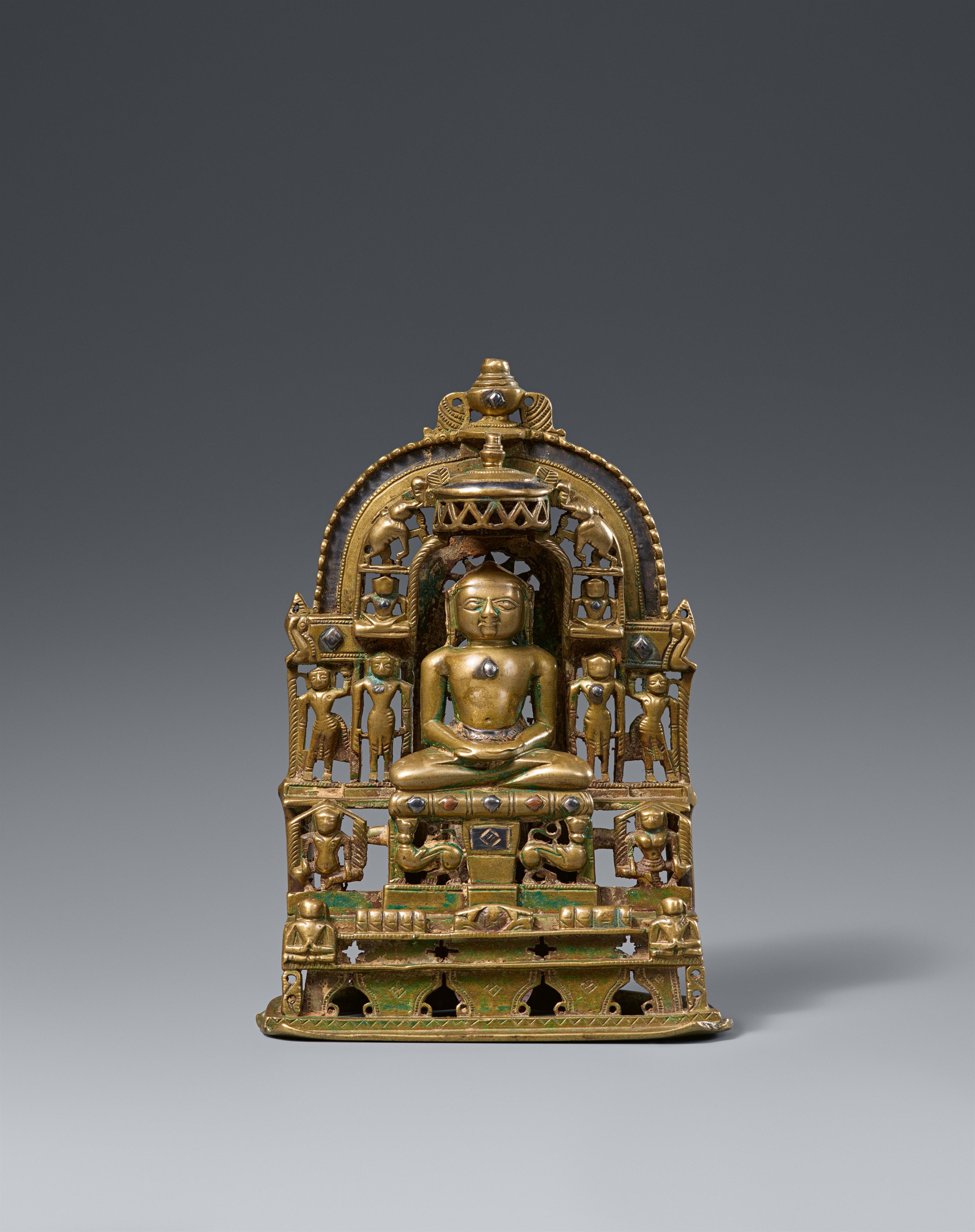 A copper alloy Jain altar. Western India, Gujarat/Rajasthan. Dated 1571 - image-1