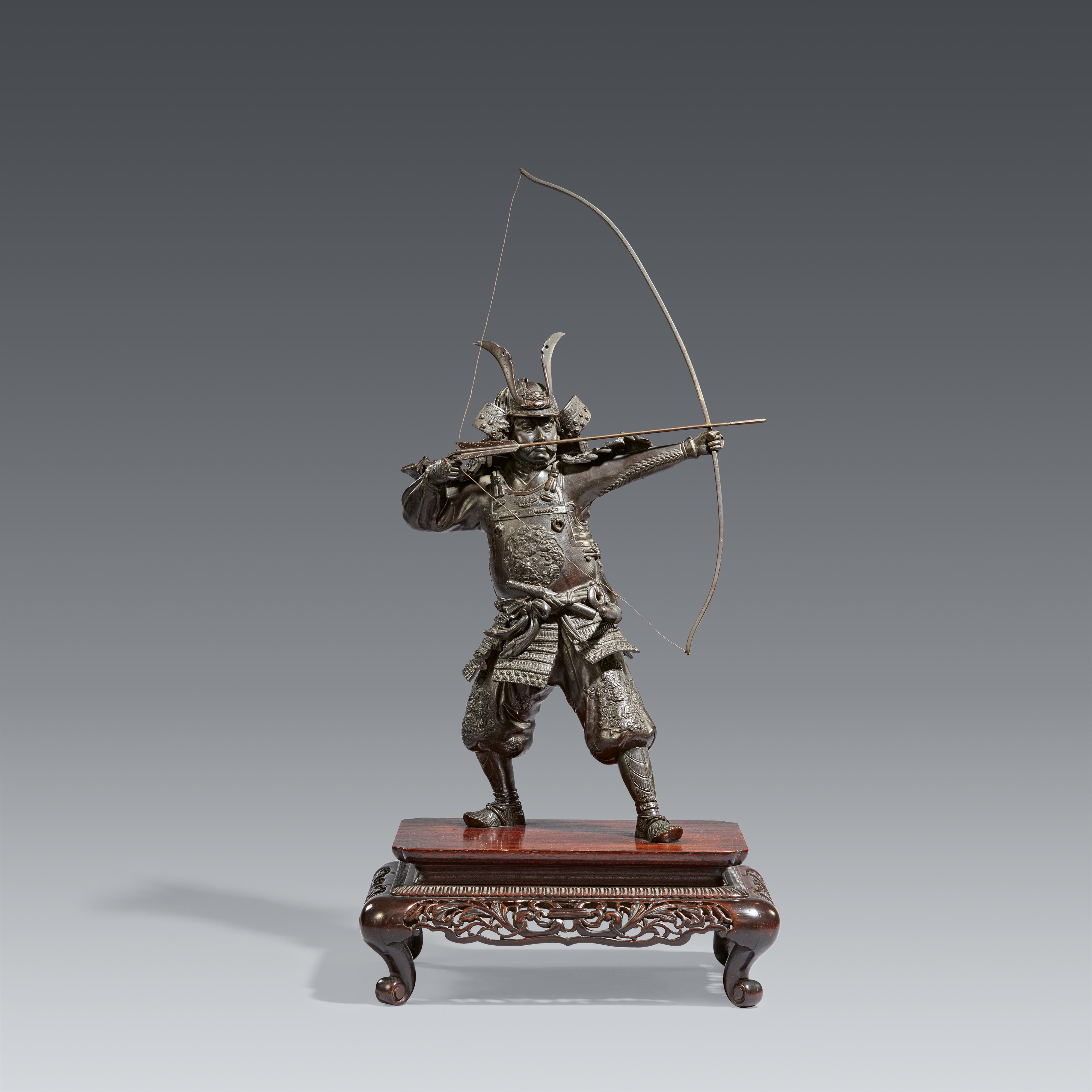 Samurai mit Pfeil und Bogen. Bronze. Spätes 19. Jh. - image-1