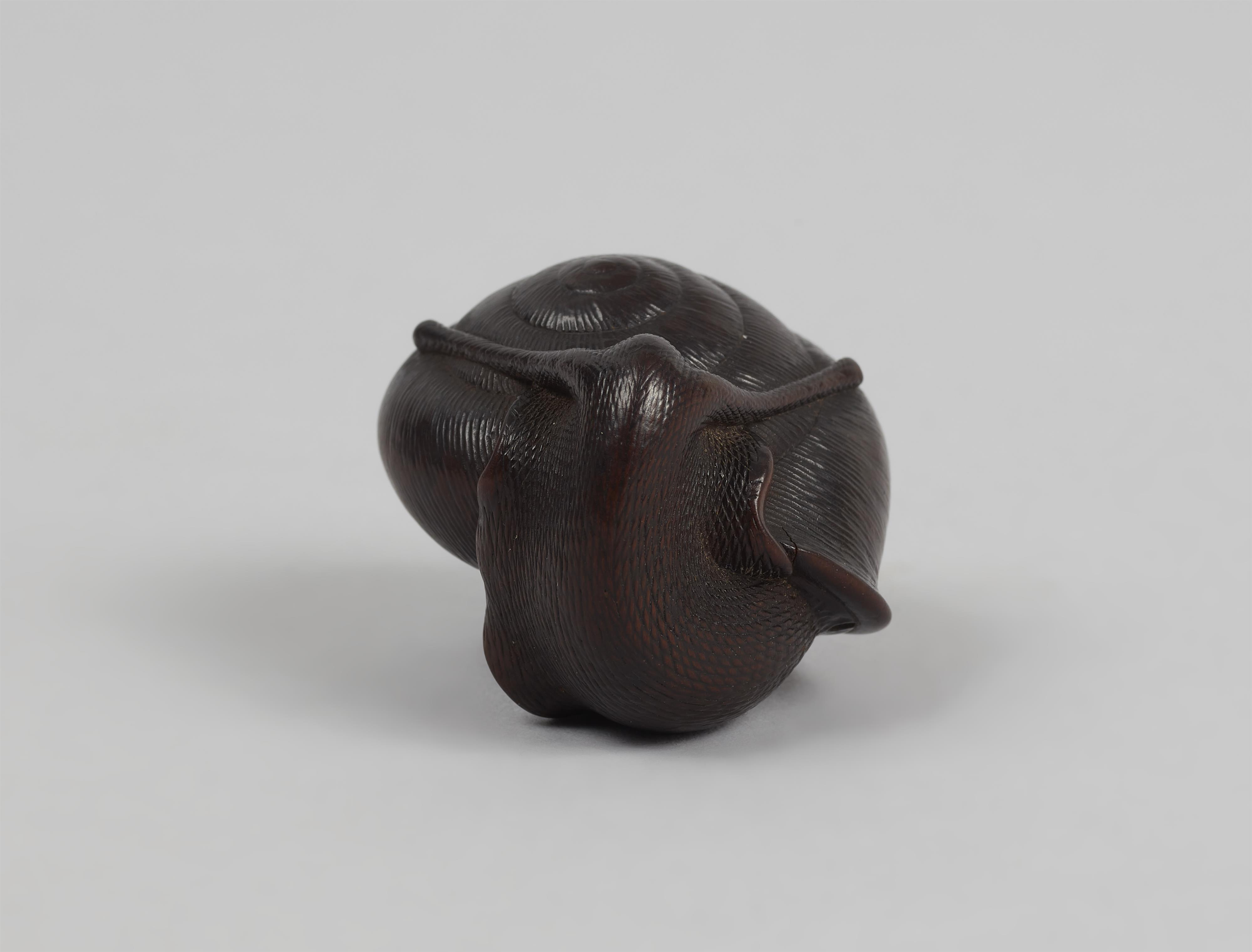 A dark stained boxwood netsuke of a snail. Nagoya. Mid-19th century - image-7