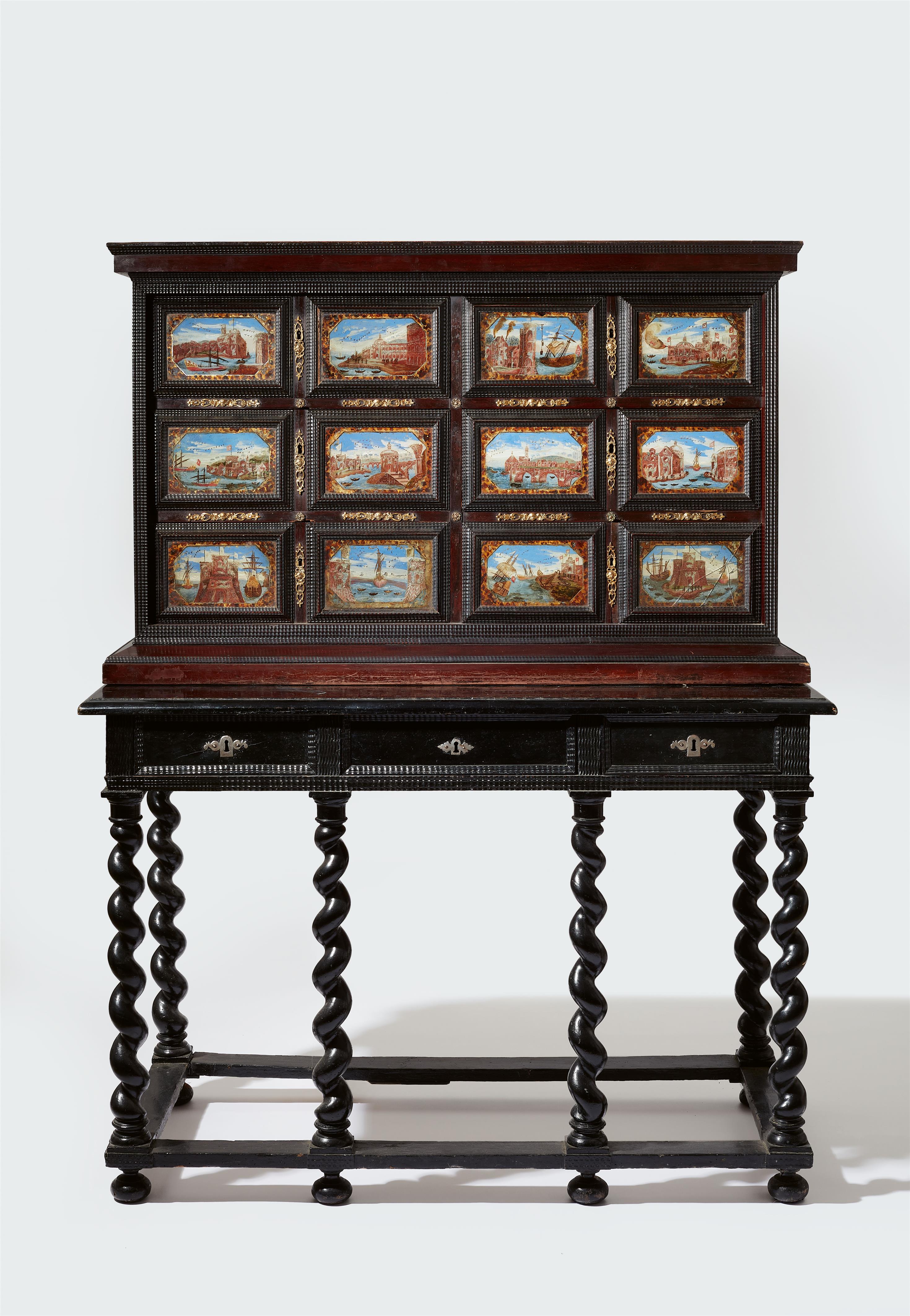 A rare cabinet with depictions of Mediterranean harbours
Italy, late 17th / 18th C. - image-1