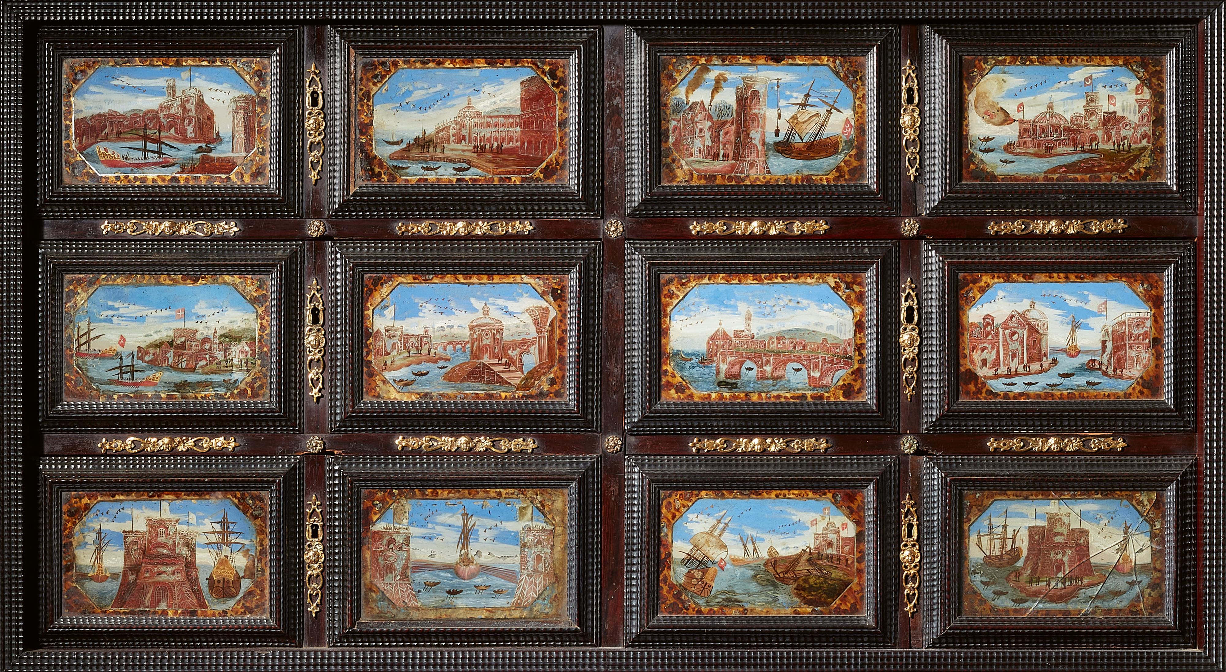 A rare cabinet with depictions of Mediterranean harbours
Italy, late 17th / 18th C. - image-2