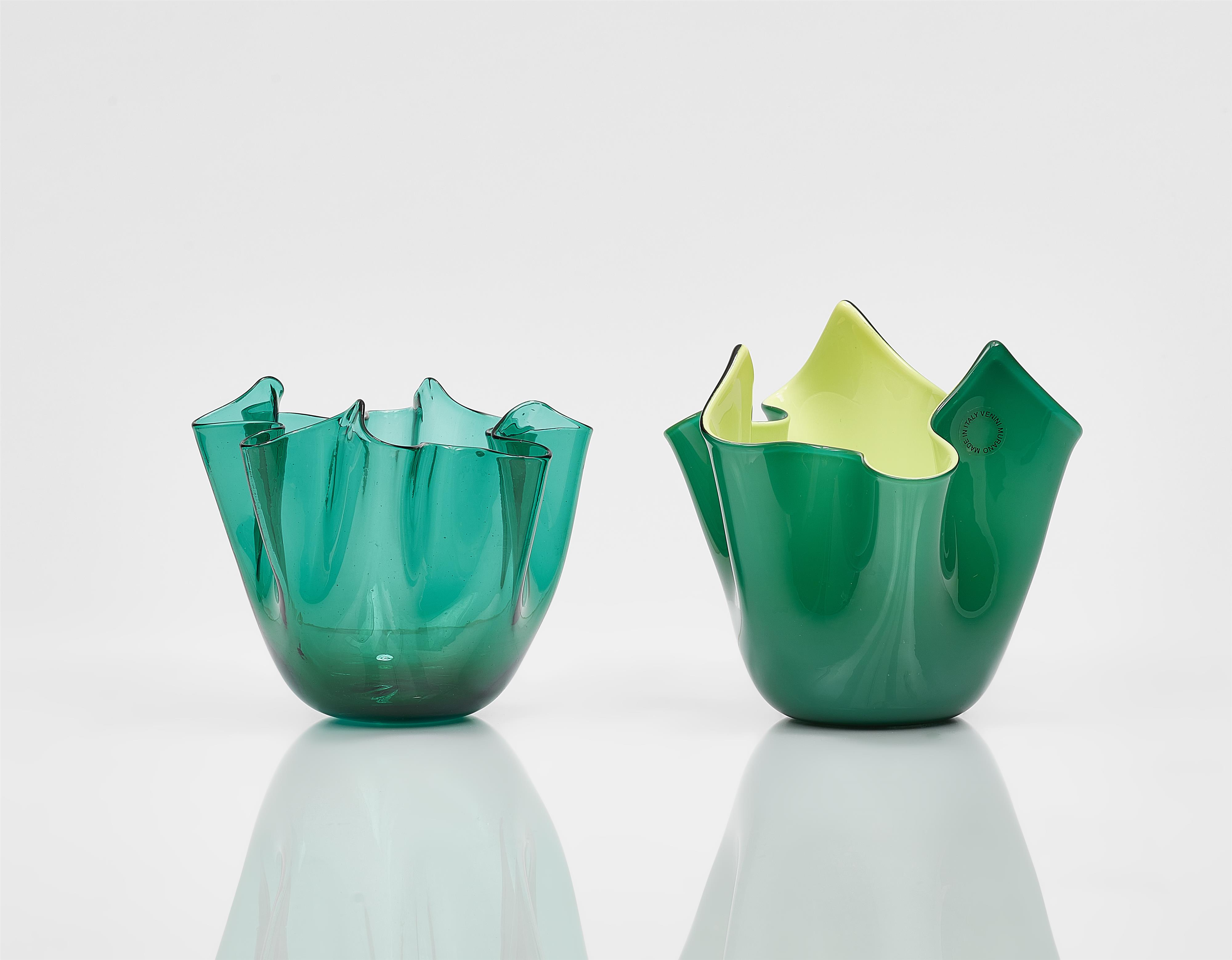 Two small fazzoletti dishes
Venini & C., Murano, designed by Fulvio Bianconi,1949, one produced soon after, the other in 1994. - image-1