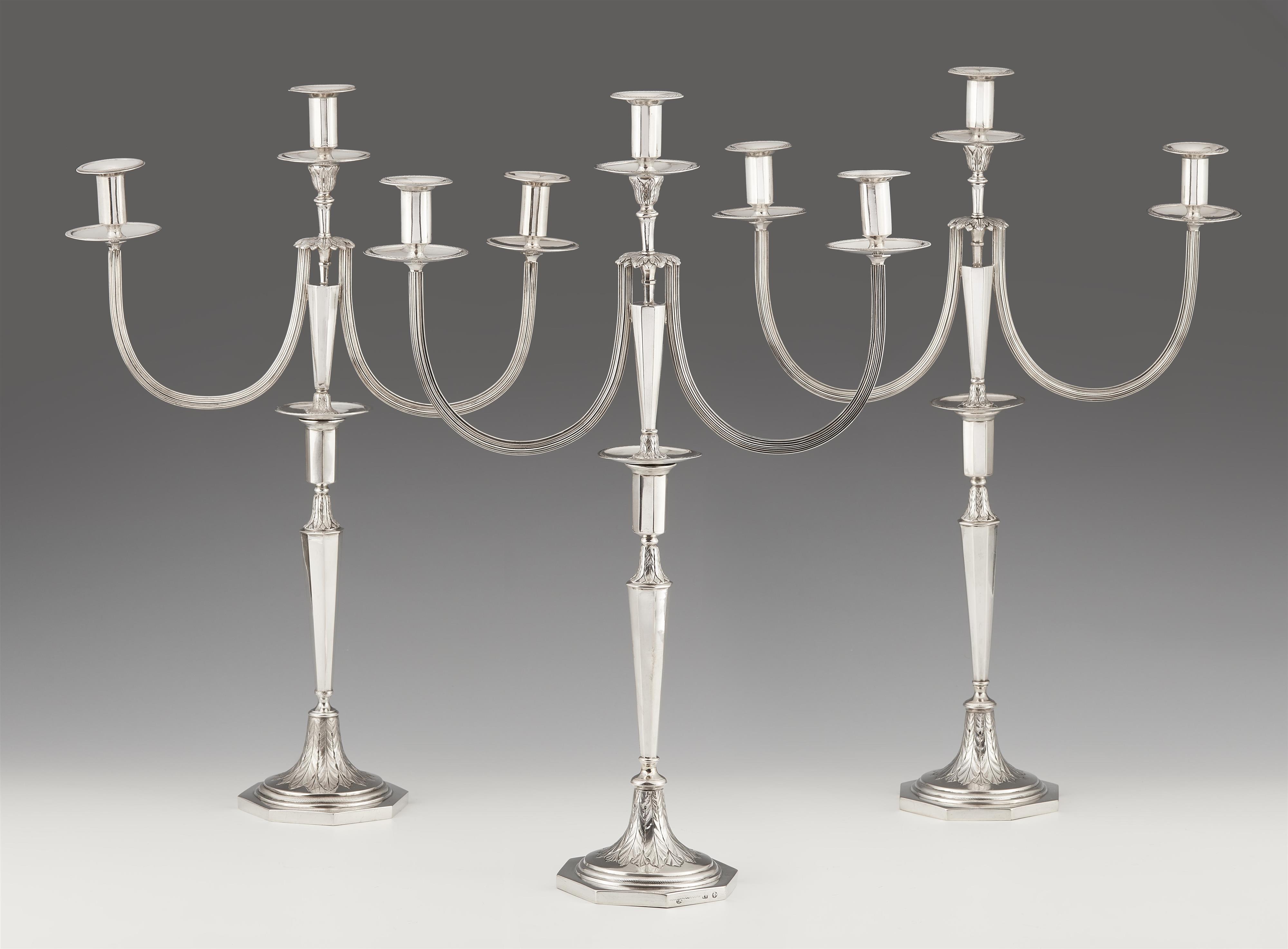 Three Neoclassical Berlin silver candelabra - image-1