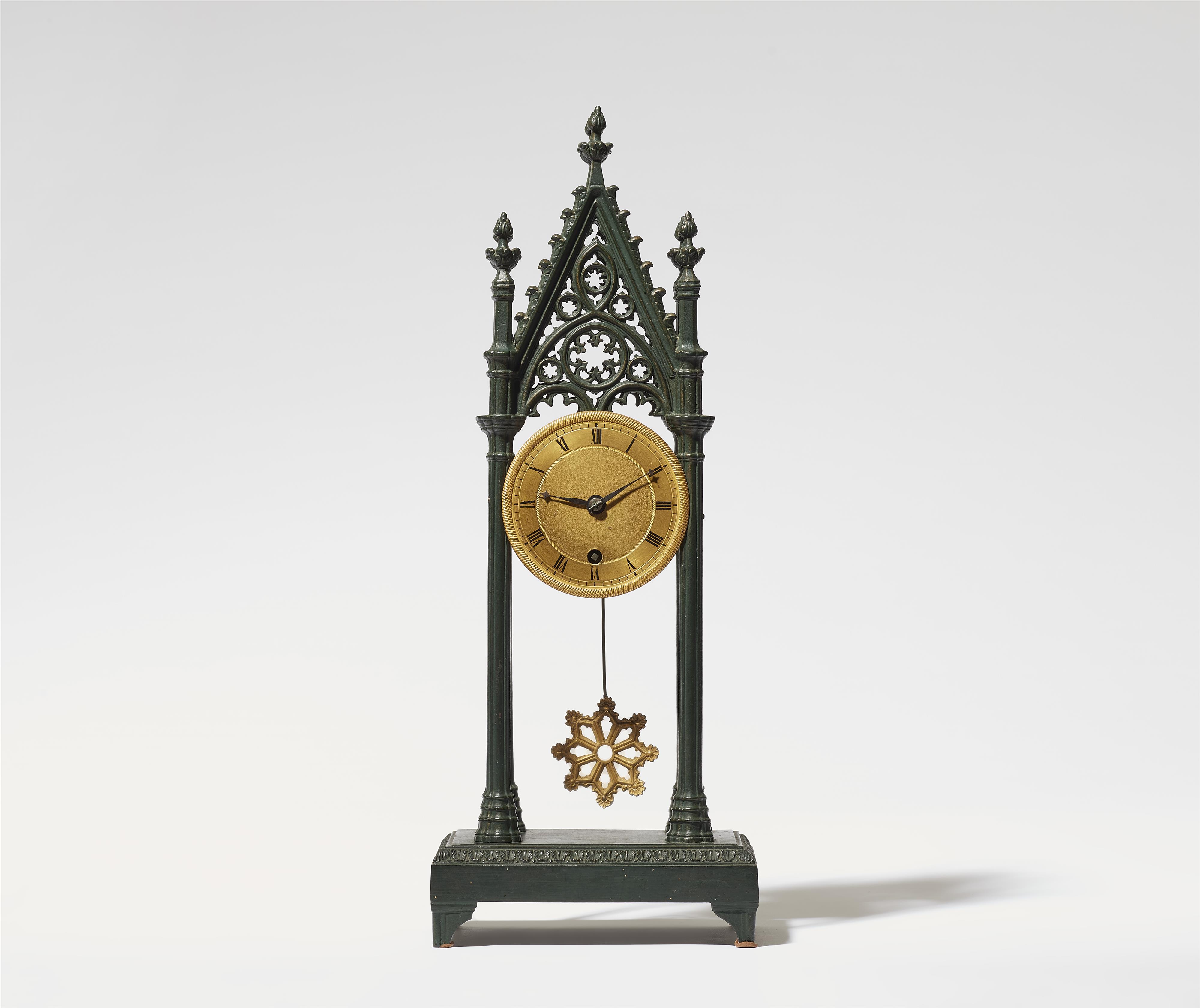 A Neogothic cast iron table clock - image-1