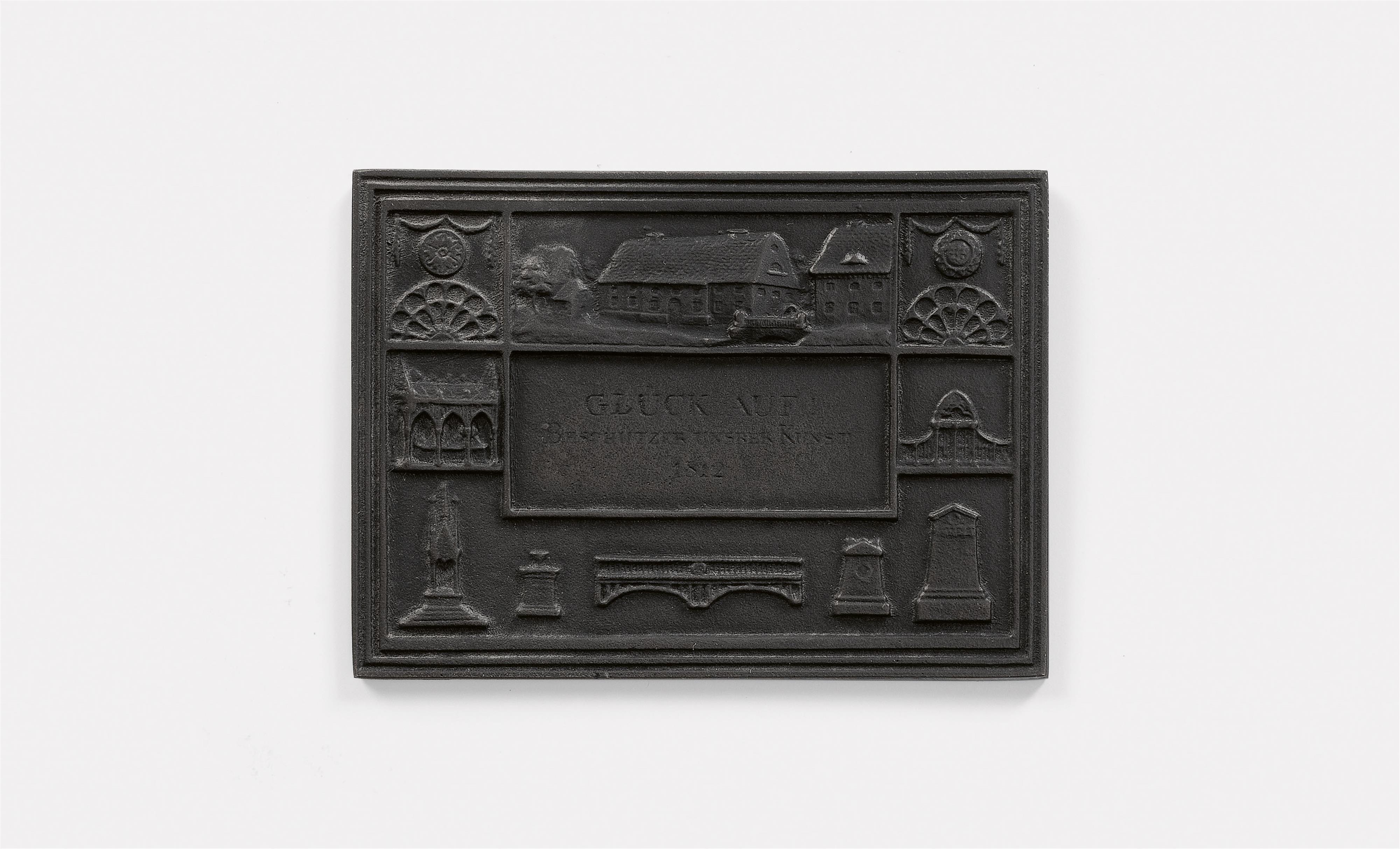 A cast iron New Year's plaque inscribed "GLÜCK AUF! BESCHÜTZER UNSERER KUNST 1812" - image-1