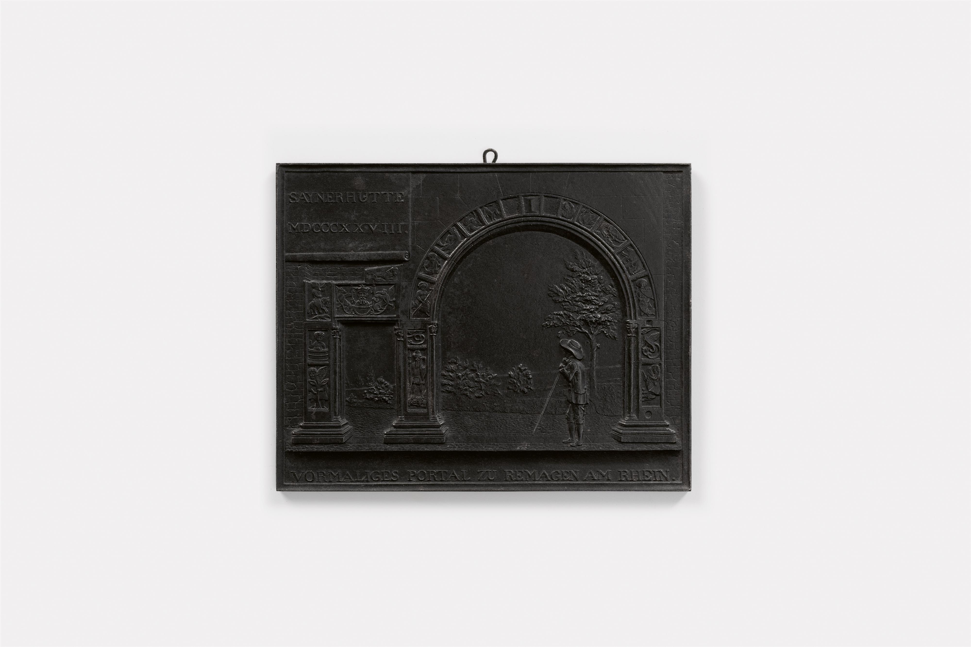 A cast iron New Year's plaque inscribed "SAYNERHÜTTE MDCCCXXVIII" - image-1