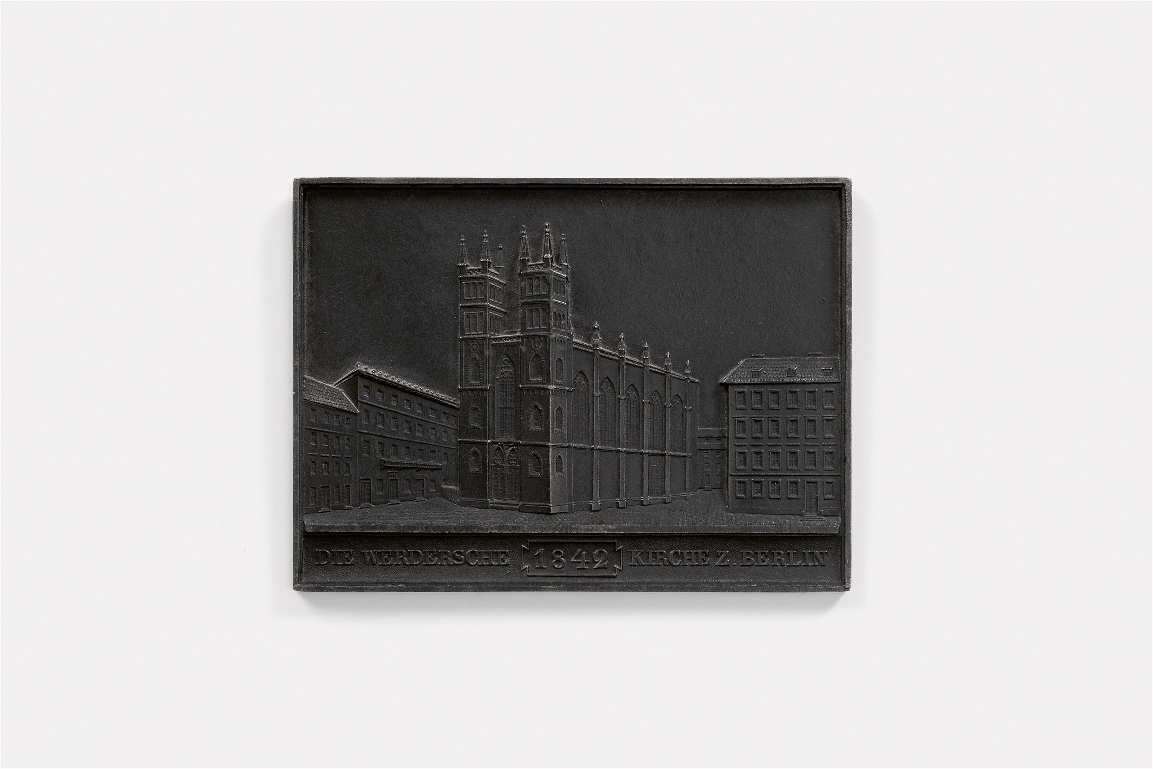 A cast iron New Year's plaque inscribed "DIE WERDERSCHE 1842 KIRCHE Z. BERLIN" - image-1