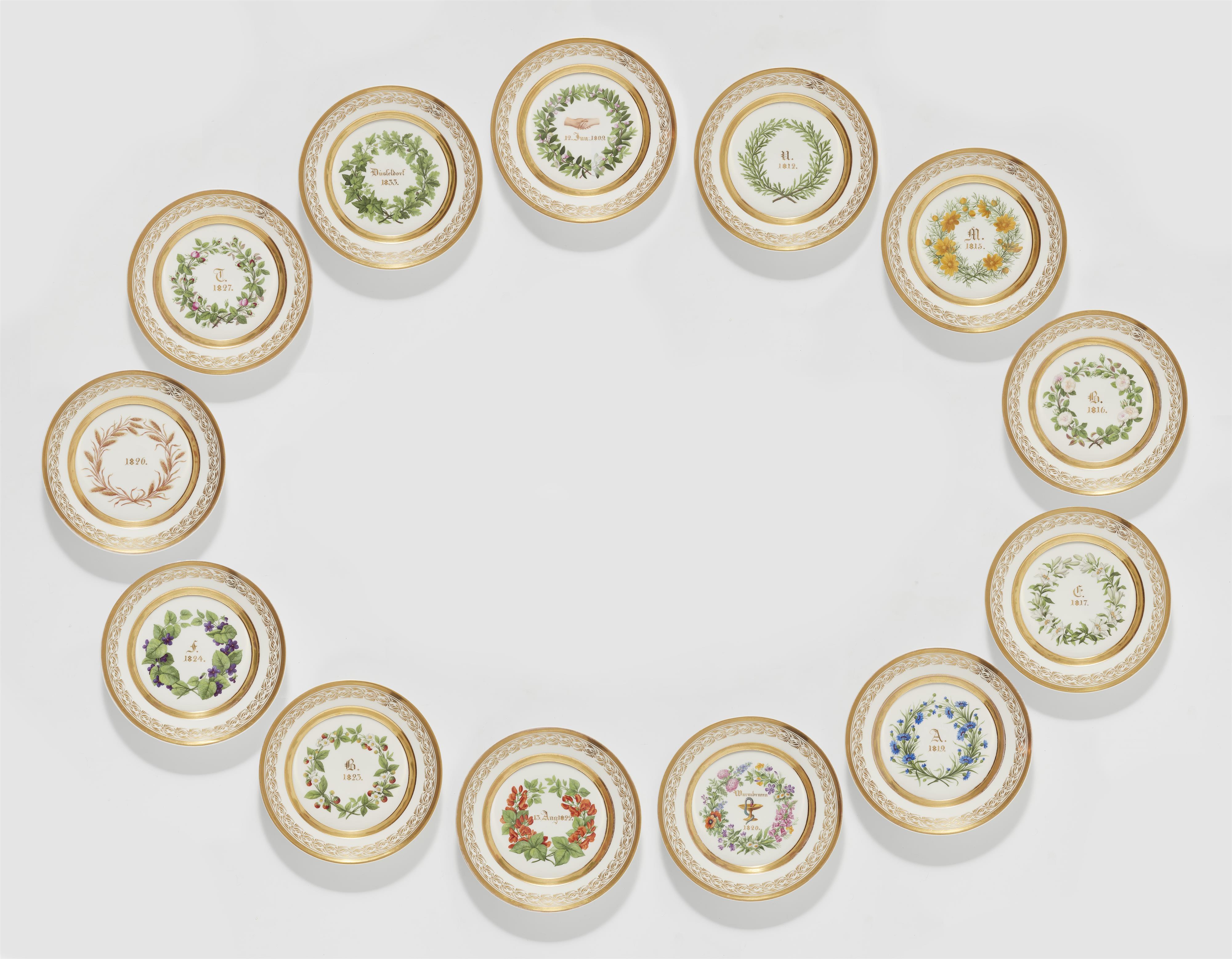 Thirteen Berlin KPM porcelain memorial plates for a family - image-1