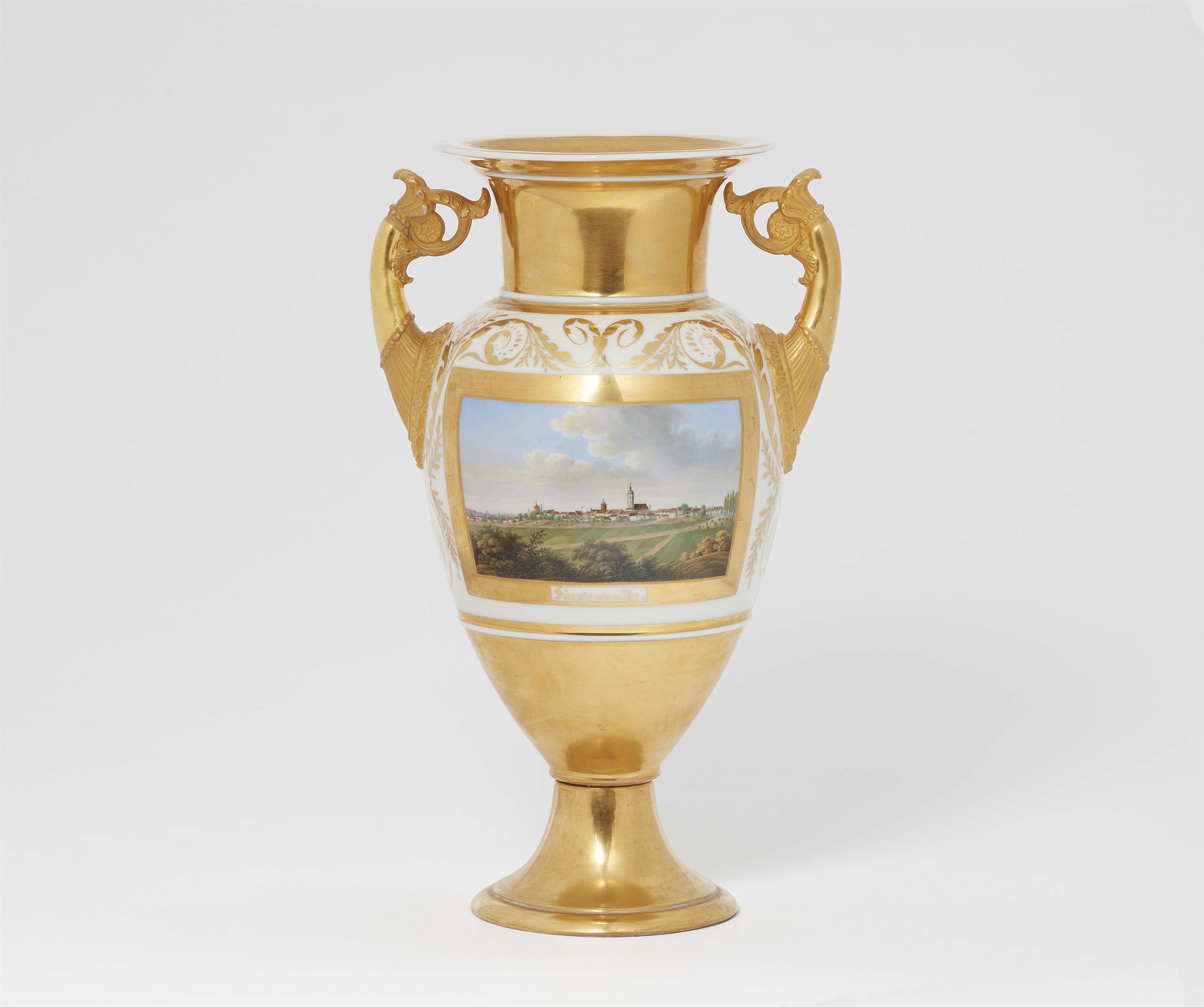 A Berlin KPM porcelain vase with a view of Fürstenwalde - image-1