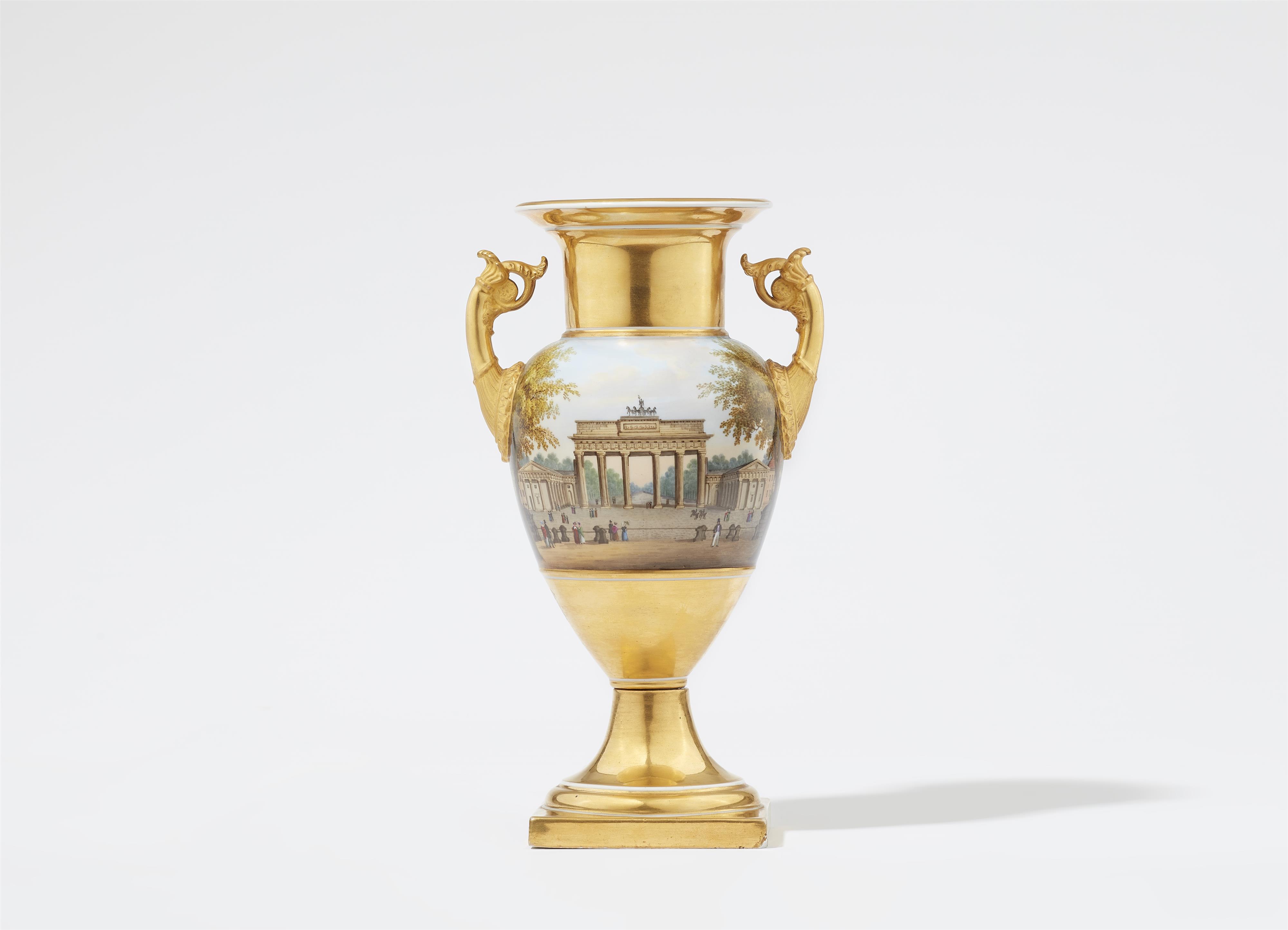 A Berlin KPM porcelain vase with decor in the style of Eduard Gaertner
Rare view of the Lonicer summer house by Andreas Schlüter in front of the Köpenicker Tor in Wassergasse - image-2