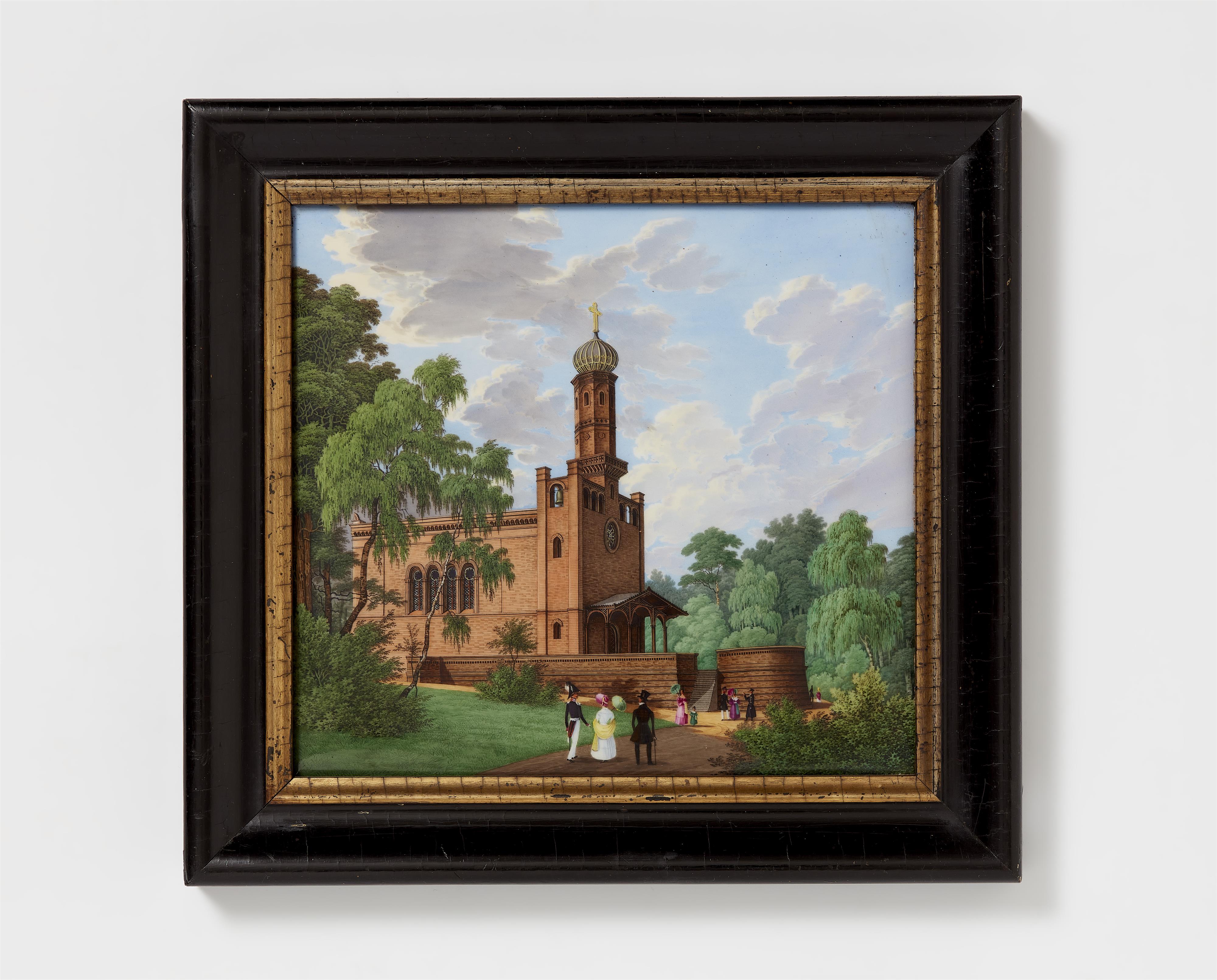 A Berlin KPM porcelain panel with a view of the church at Nikolskoe - image-1