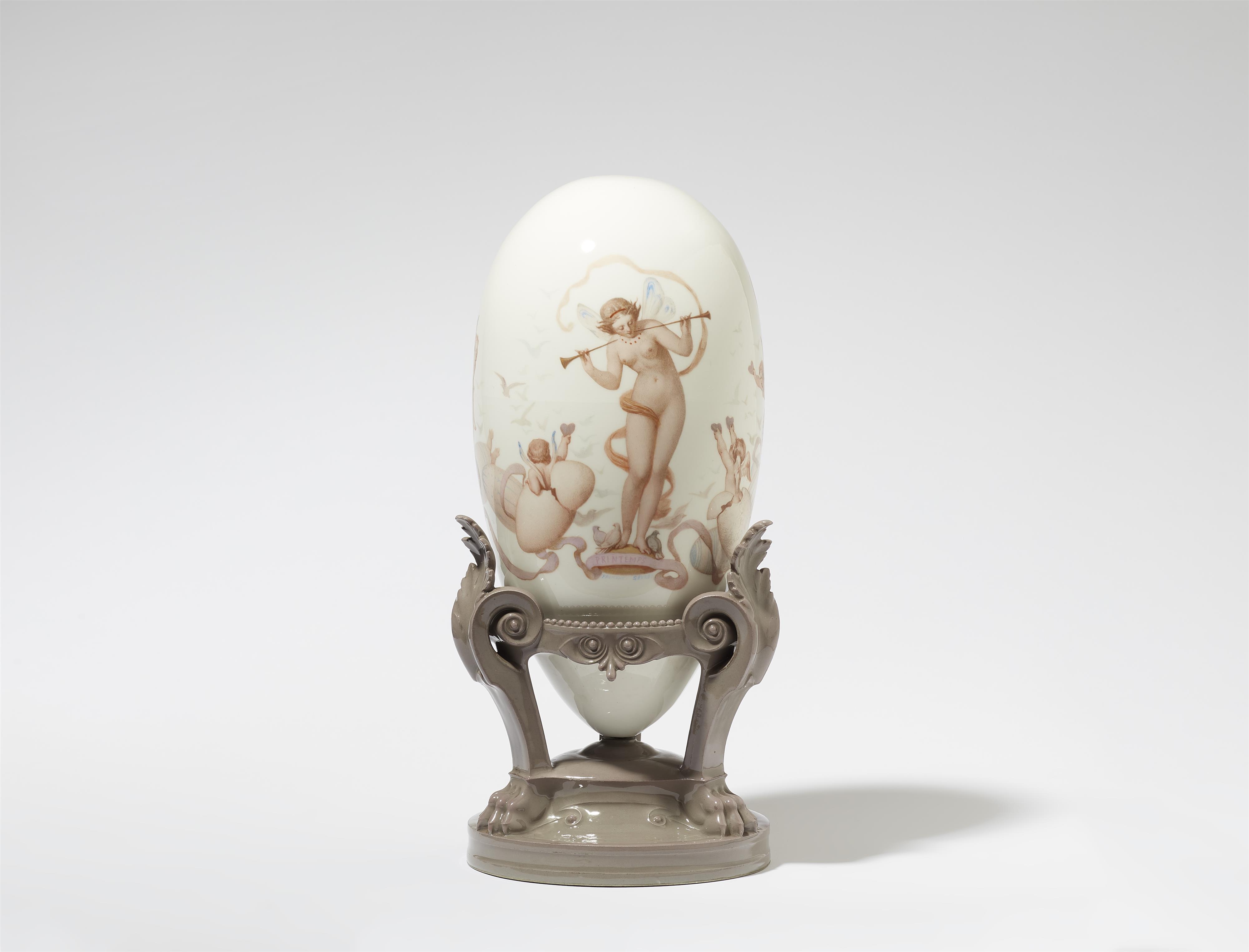 A decorative Sèvres porcelain egg, "Printemps" - image-1