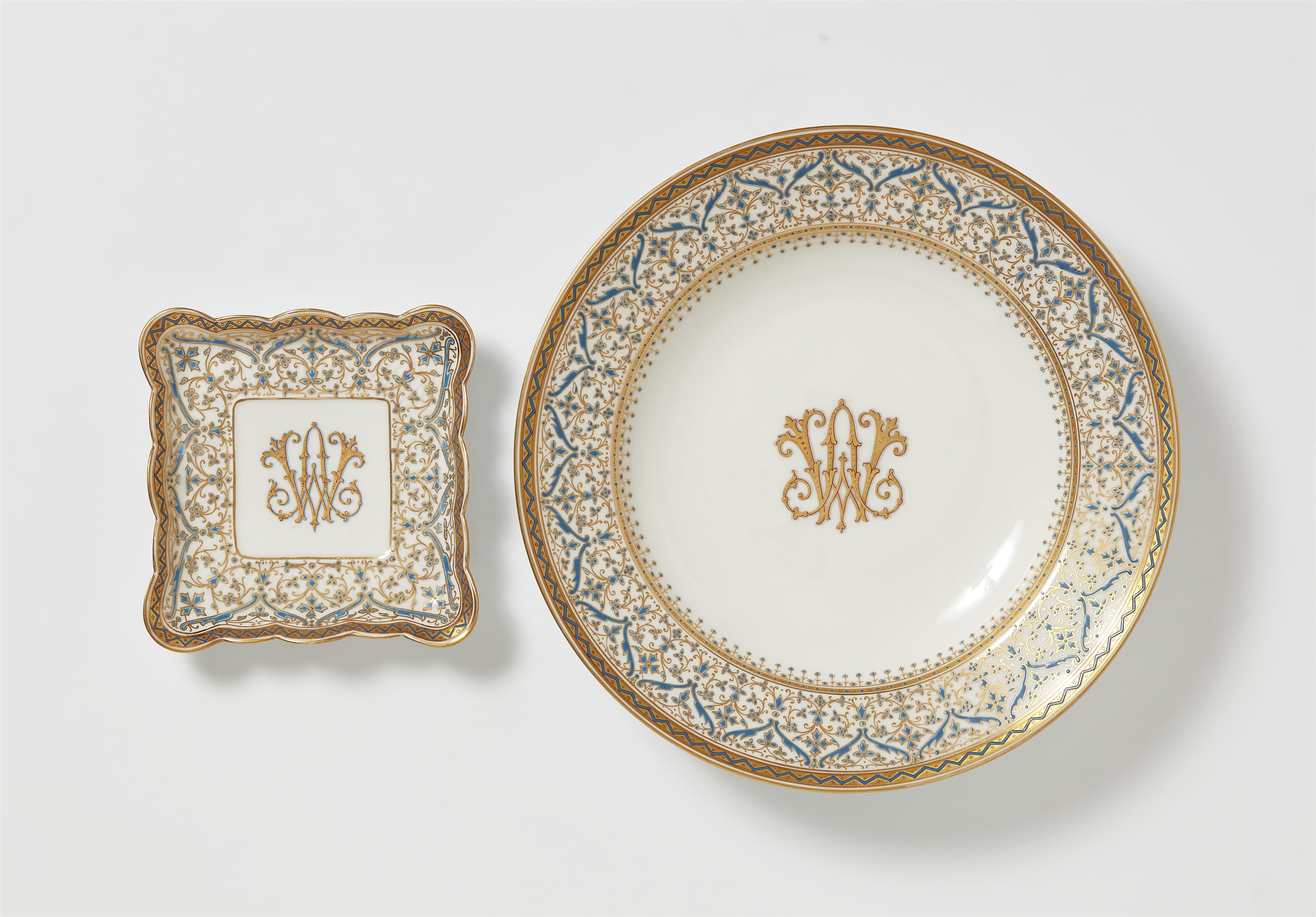A porcelain plate and square dish from a dinner service for August Wilhelm of Prussia - image-1
