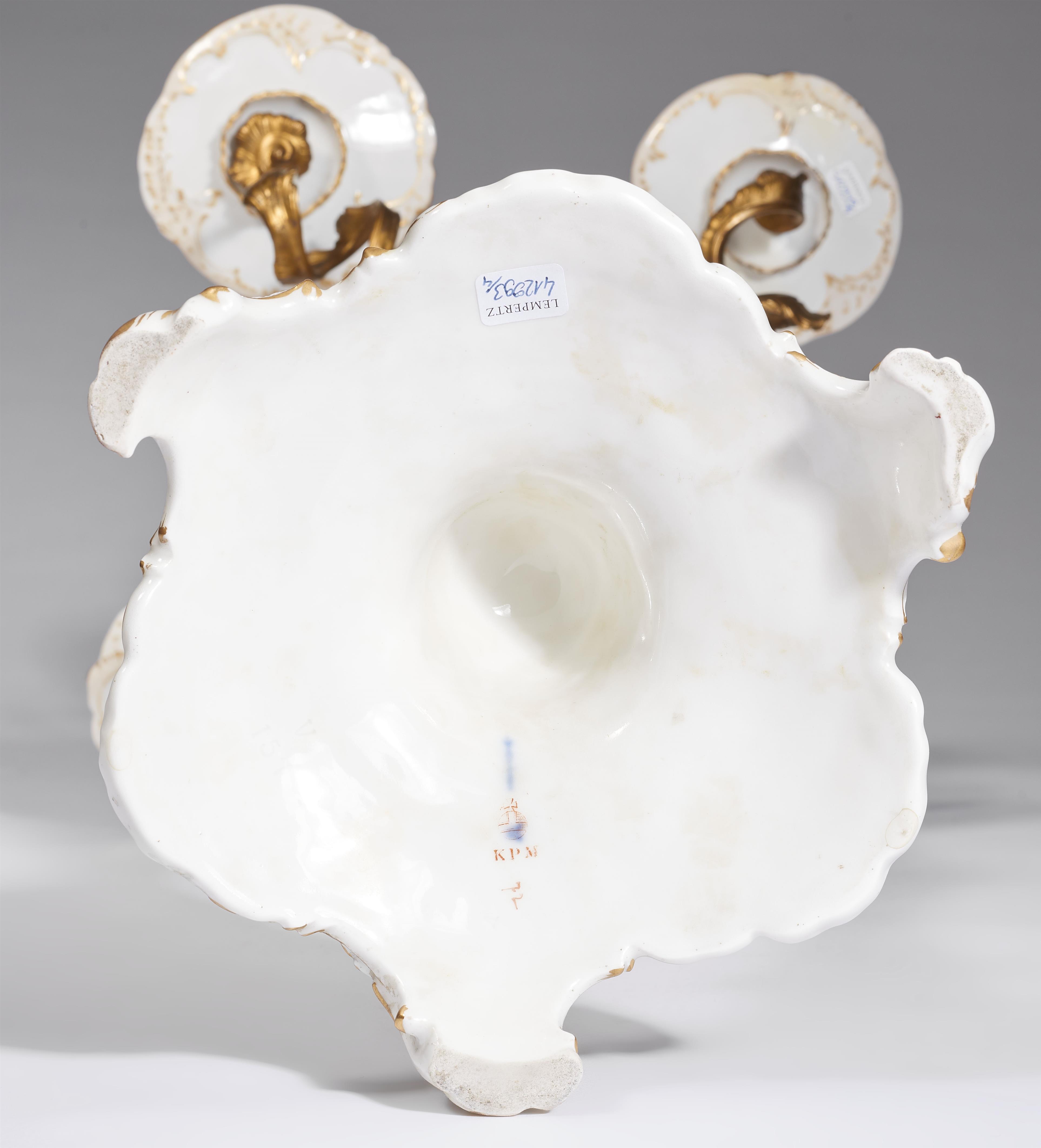 A pair of Berlin KPM bronze-mounted porcelain candelabra - image-2