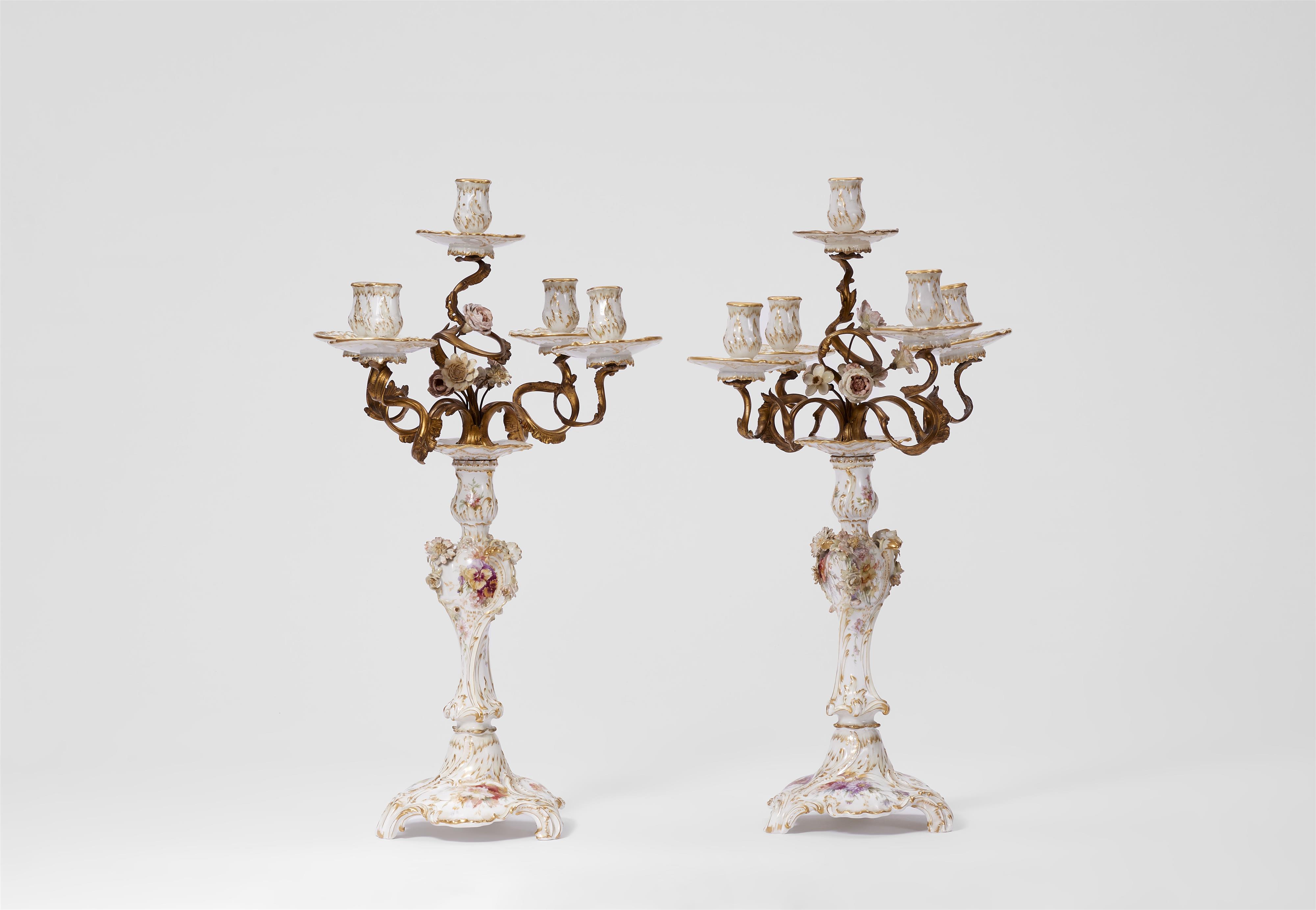 A pair of Berlin KPM bronze-mounted porcelain candelabra - image-1
