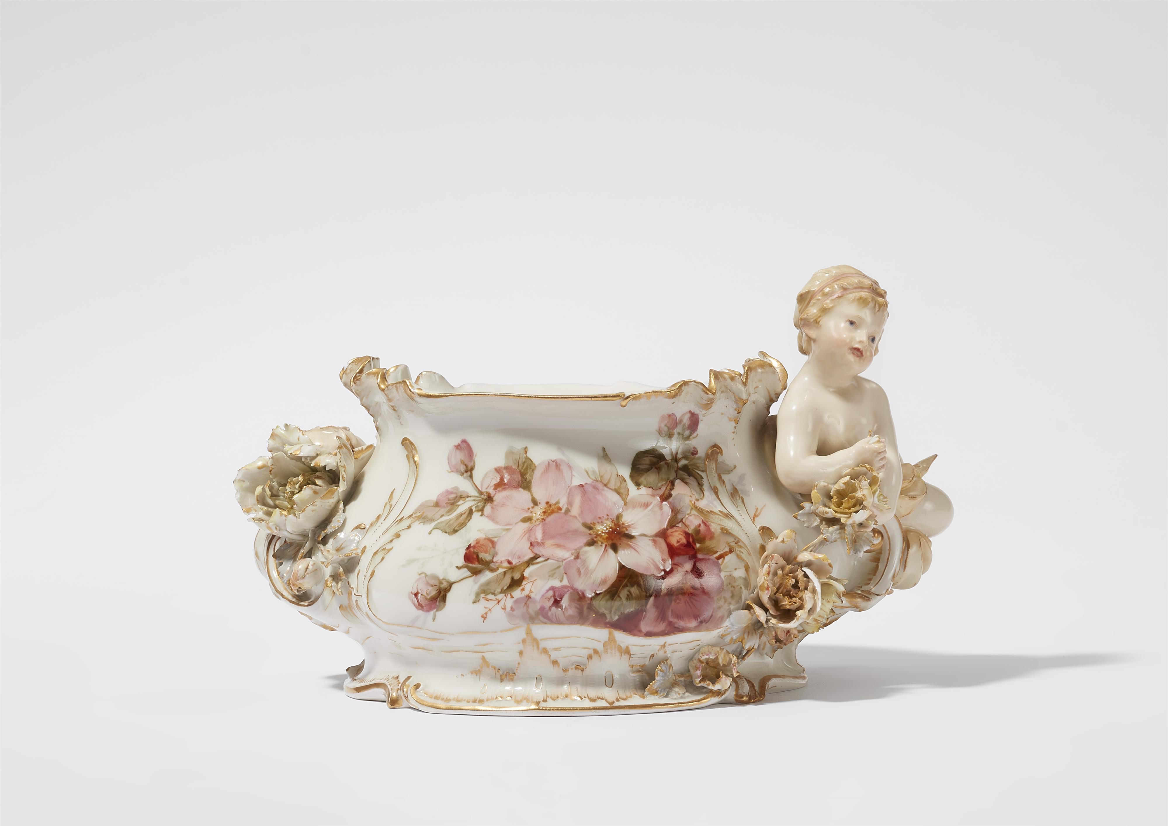 A Berlin KPM porcelain jardinère with a figure of a girl - image-1