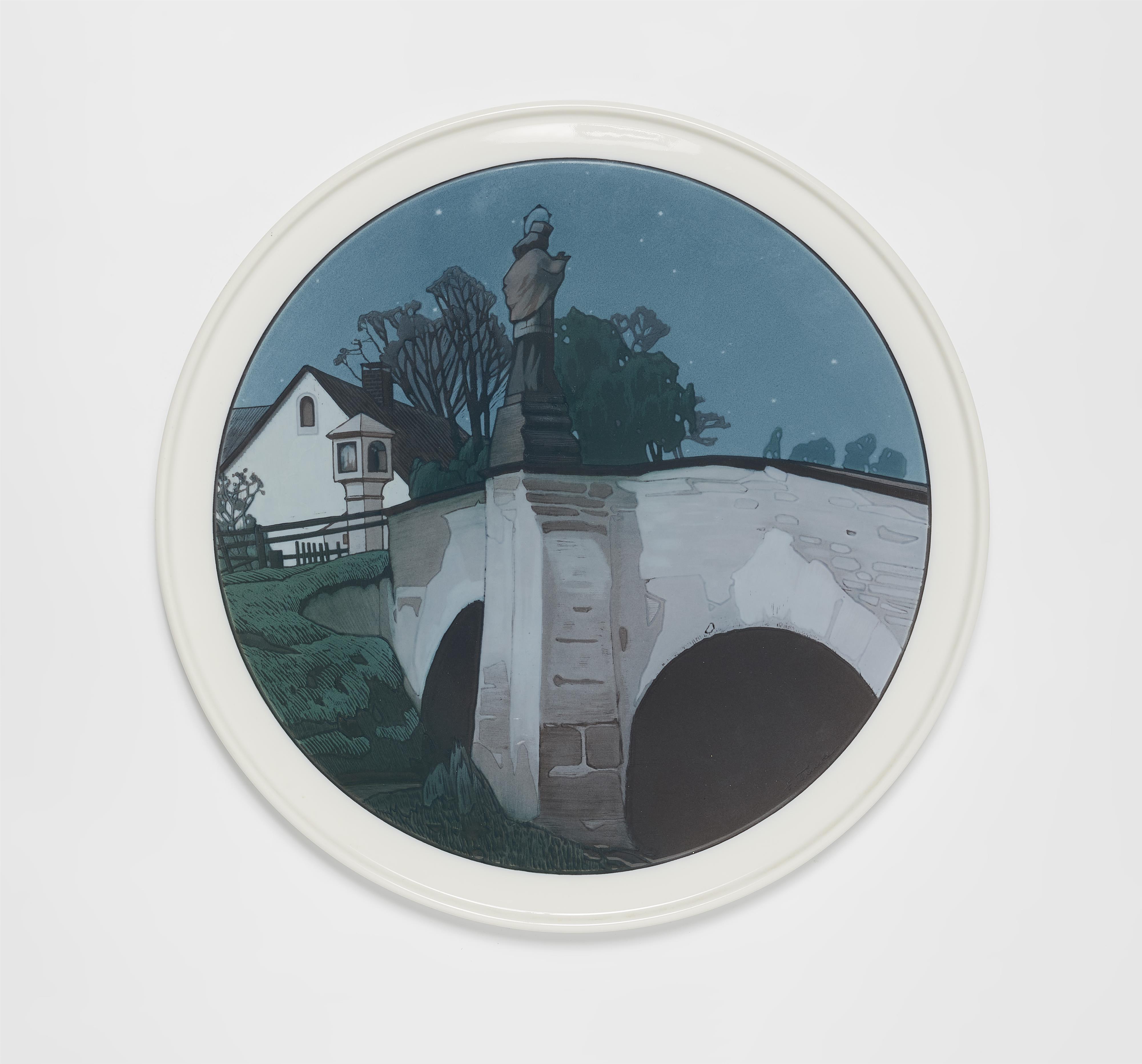 A Berlin KPM porcelain panel with St. Nepomuk's Bridge - image-1