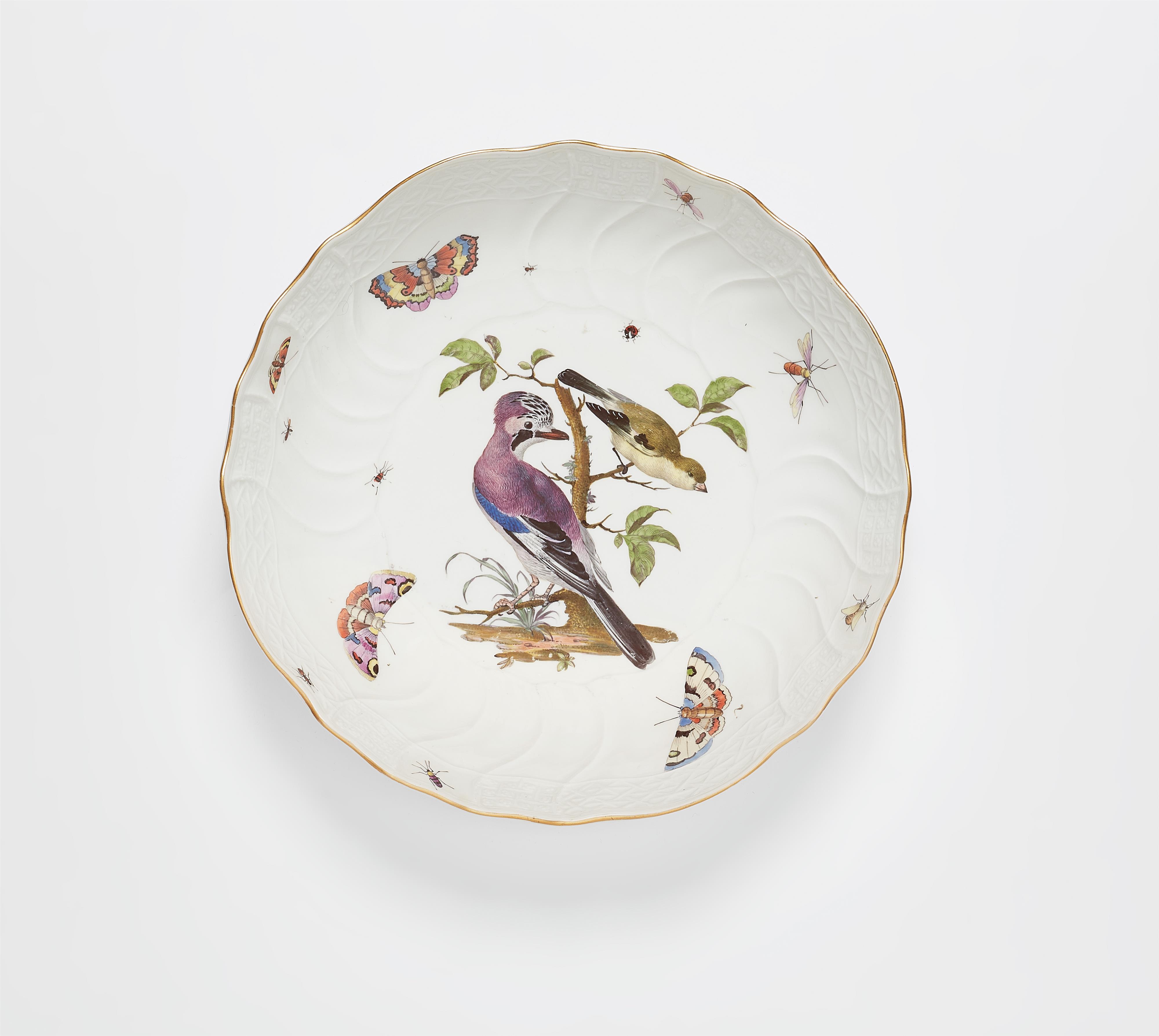 A Meissen porcelain bowl from a dinner service with Continental birds and wildflowers made for King Frederick II - image-1