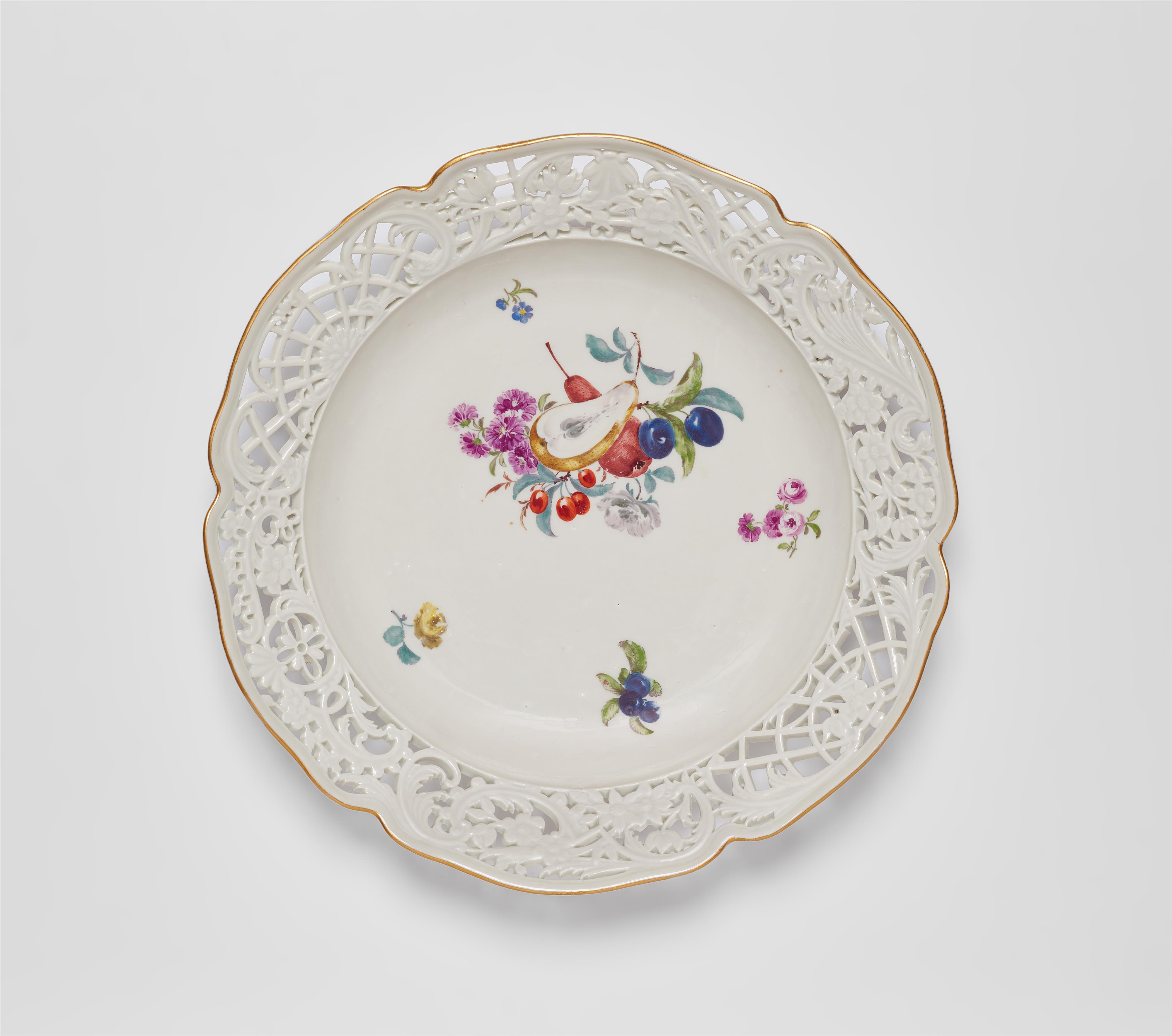 A Meissen porcelain dessert plate with fruit and flowers from a service for King Frederick II - image-1