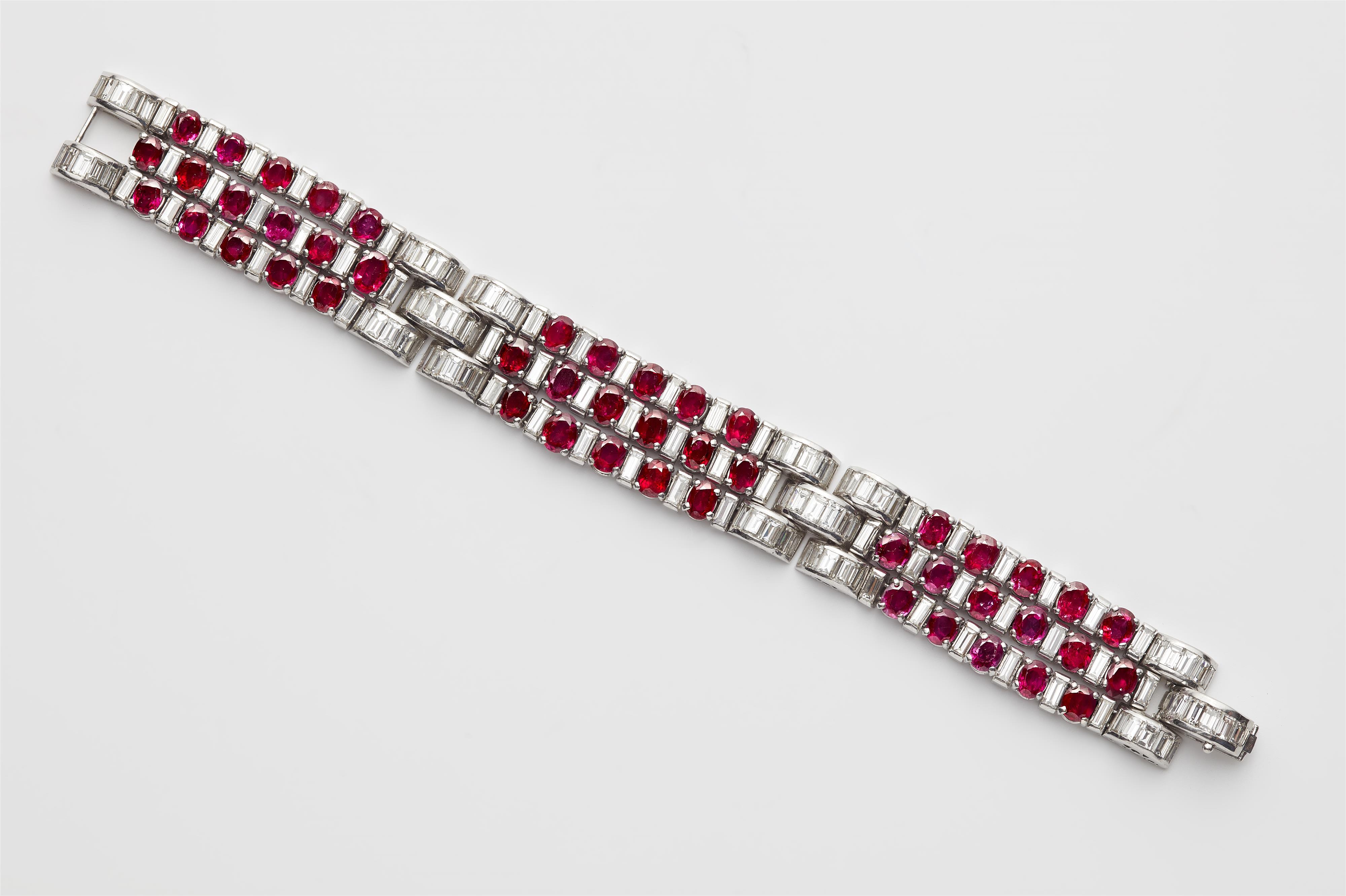 Art Déco-Armband mit Rubinen und Diamanten - image-2