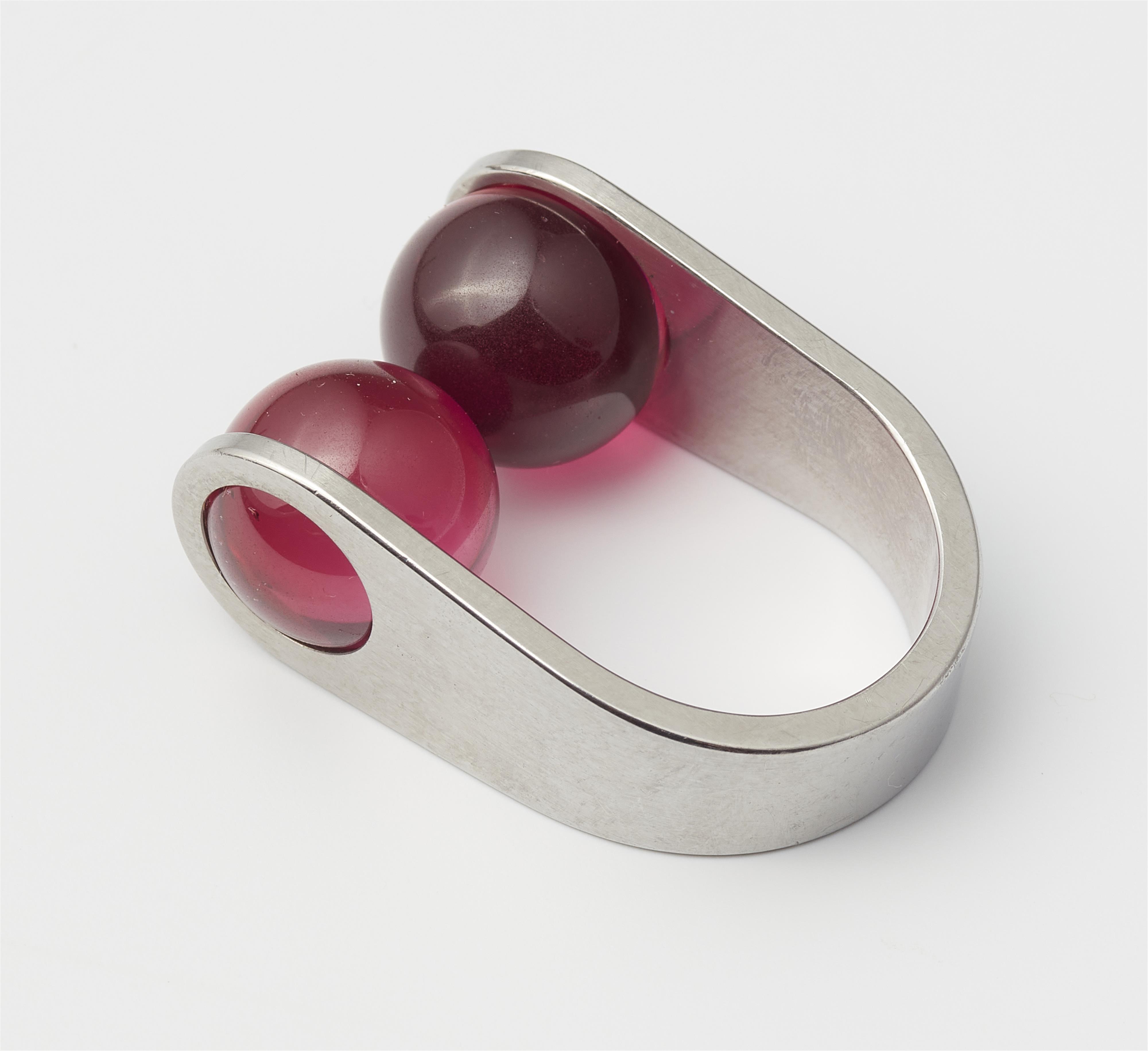 A German steel and synthetic ruby ring. - image-2