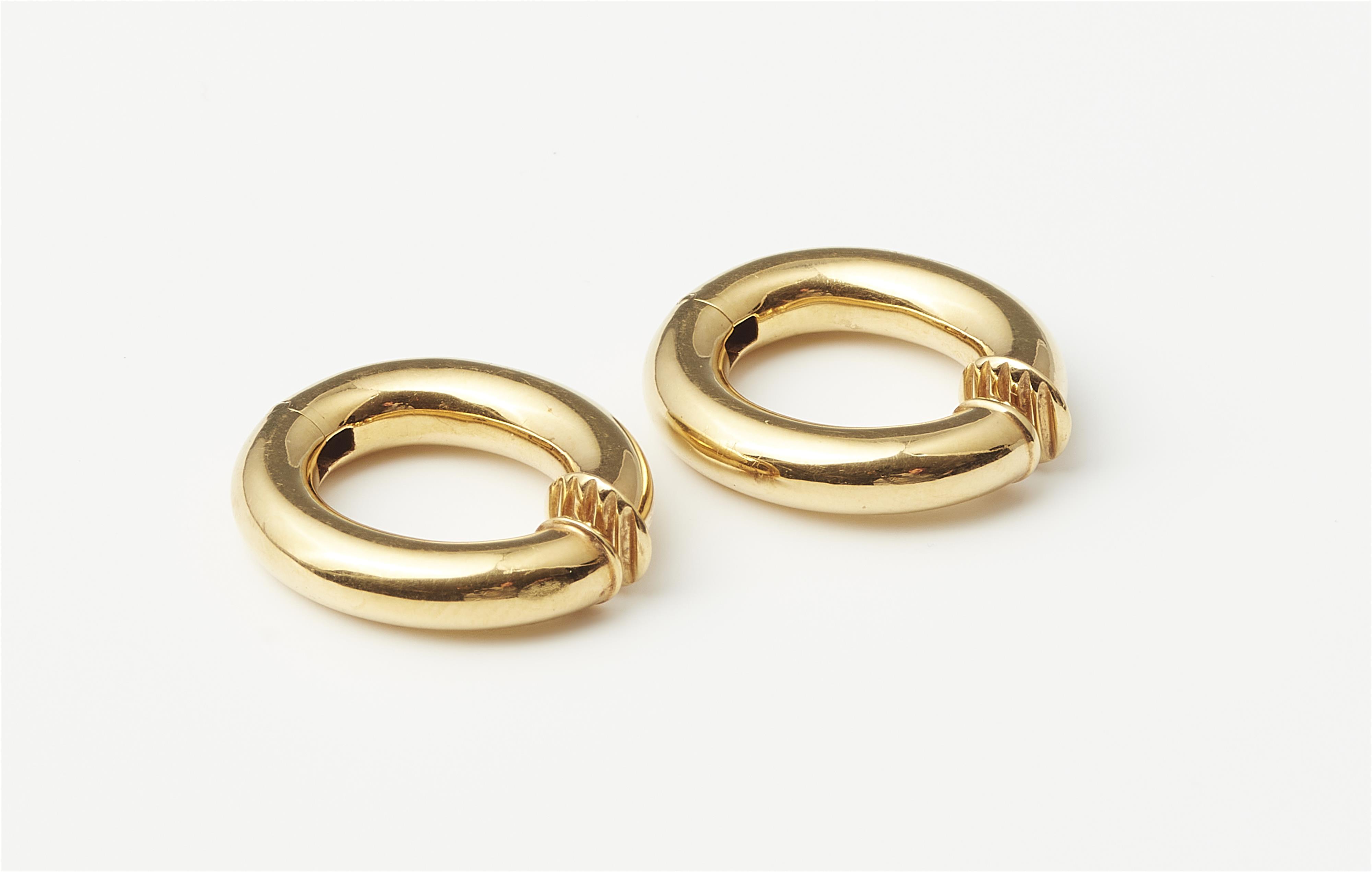 A pair of German 18k gold hoop clip earrings. - image-2