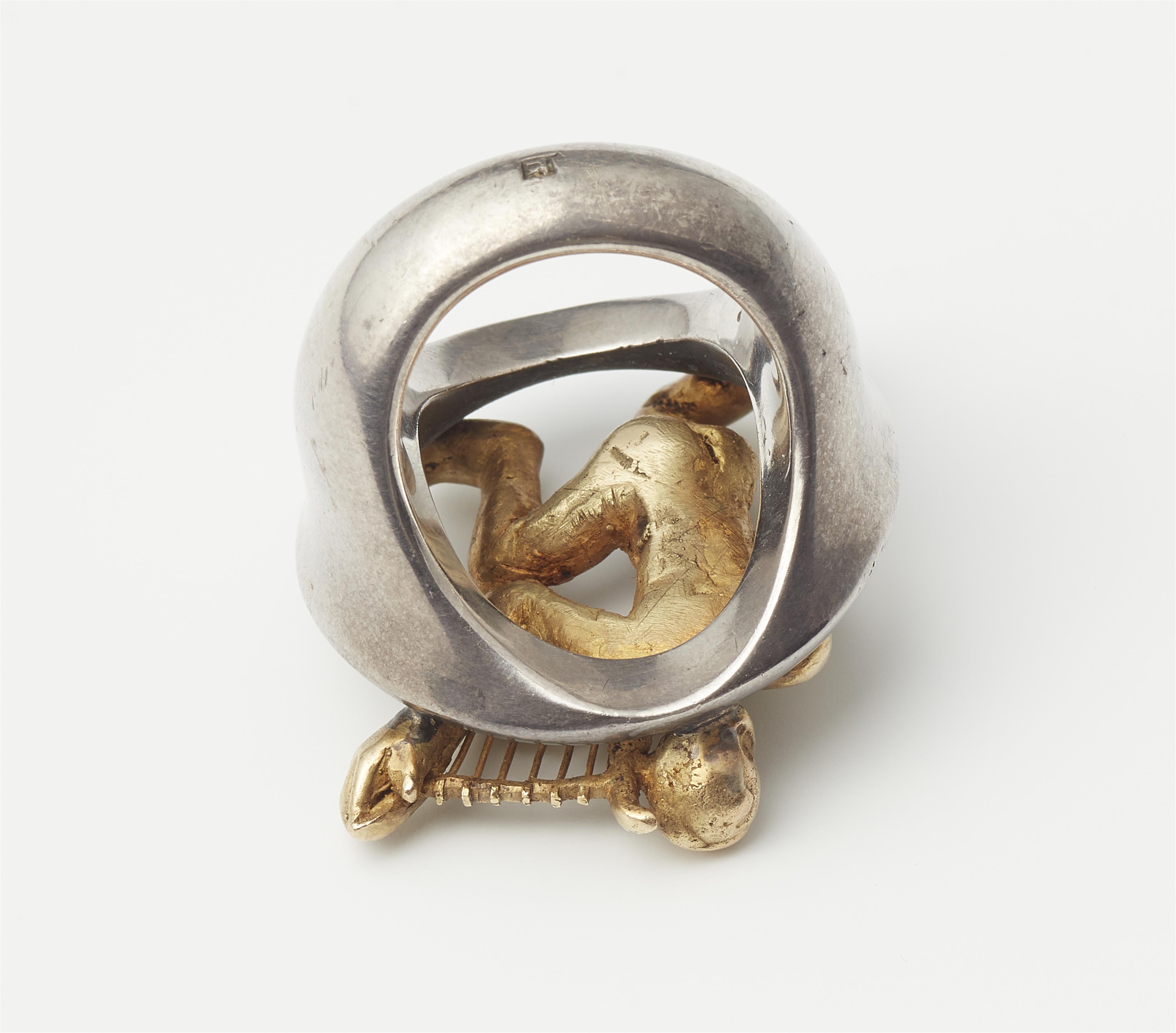 A German silver and 18k gold sculptural "Orpheus" ring. - image-2
