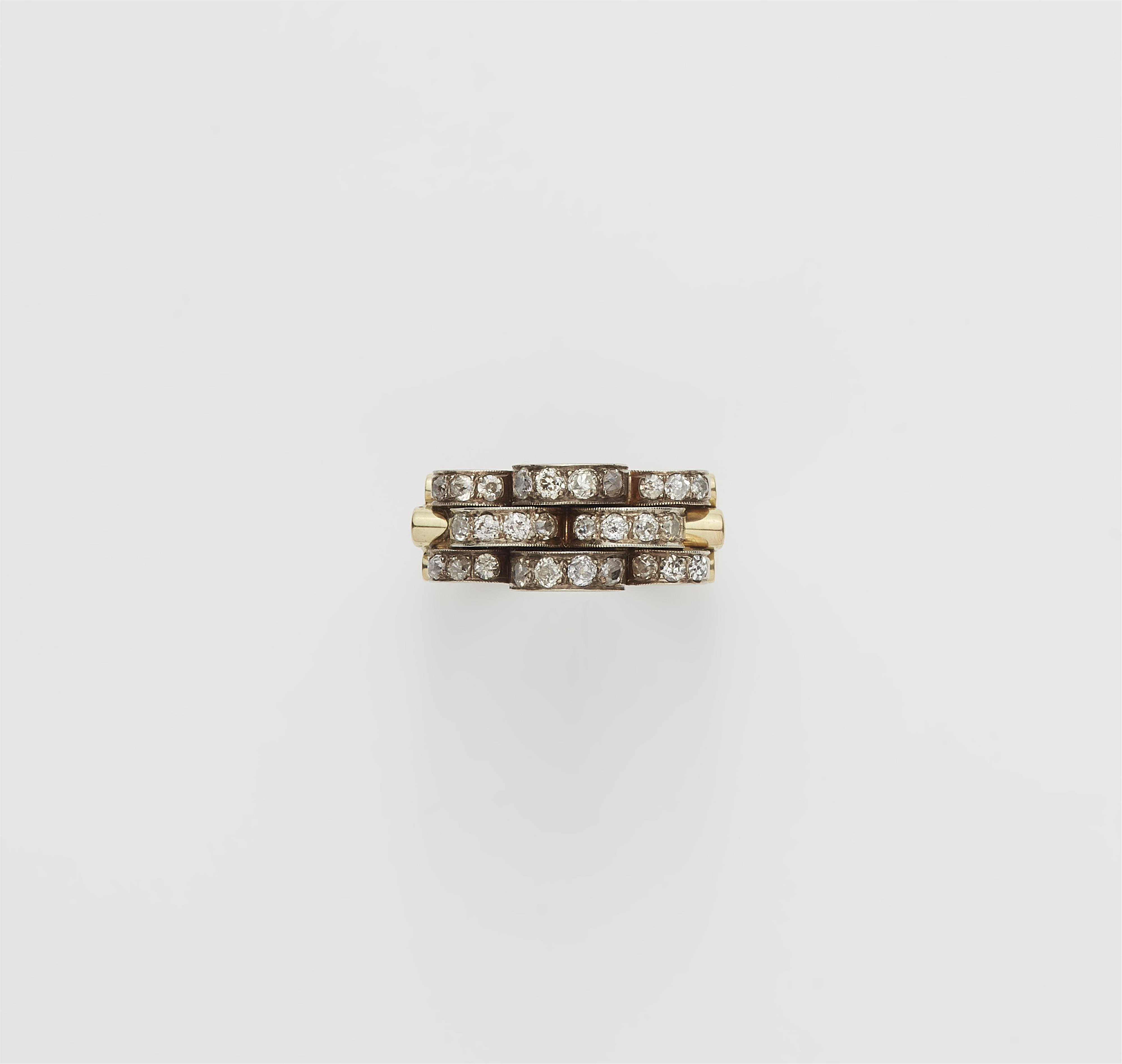 An Austrian Retro Style 14k gold and diamond ring. - image-1