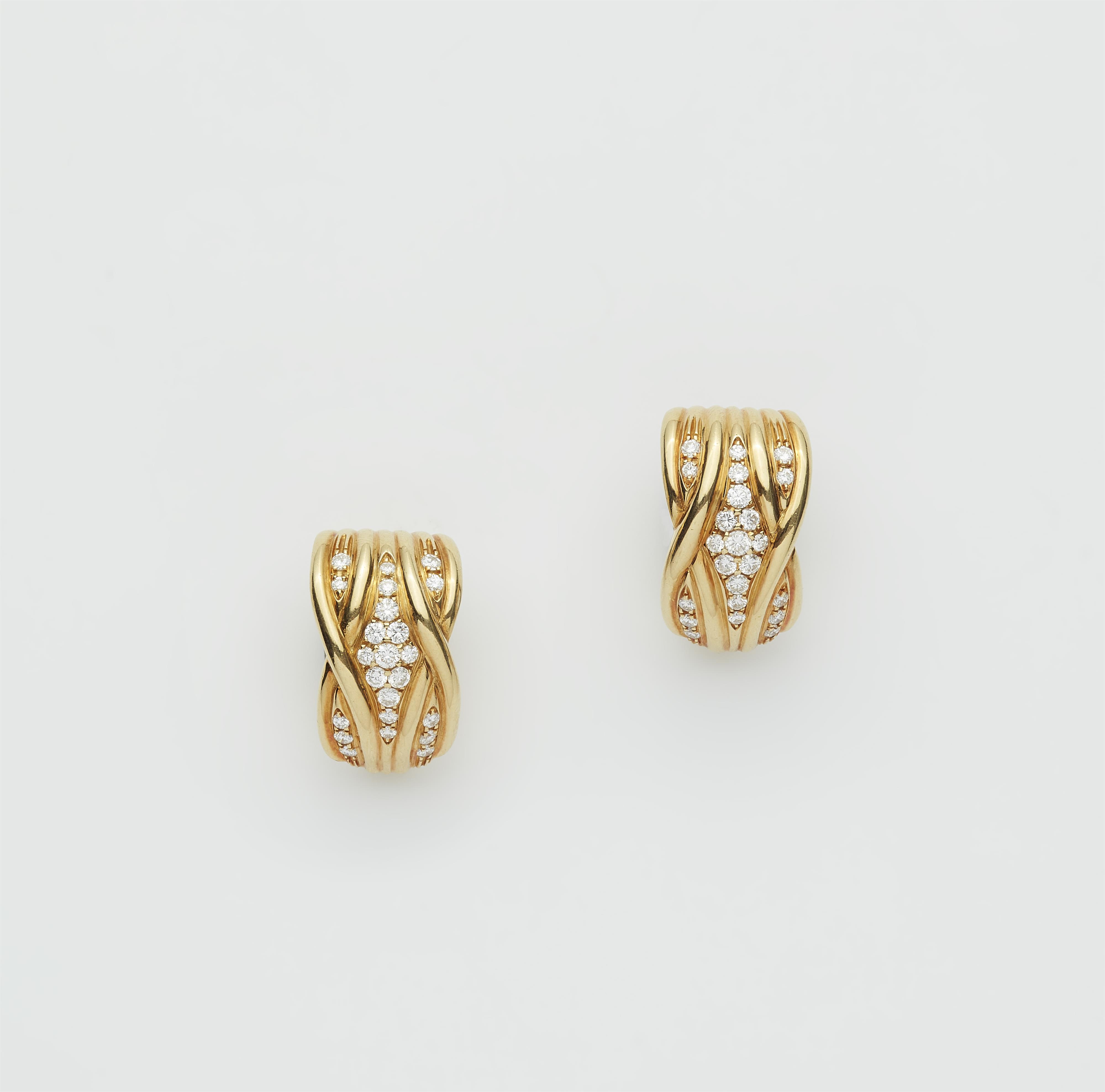 A pair of Monegasques 18k gold and diamond clip earrings. - image-1