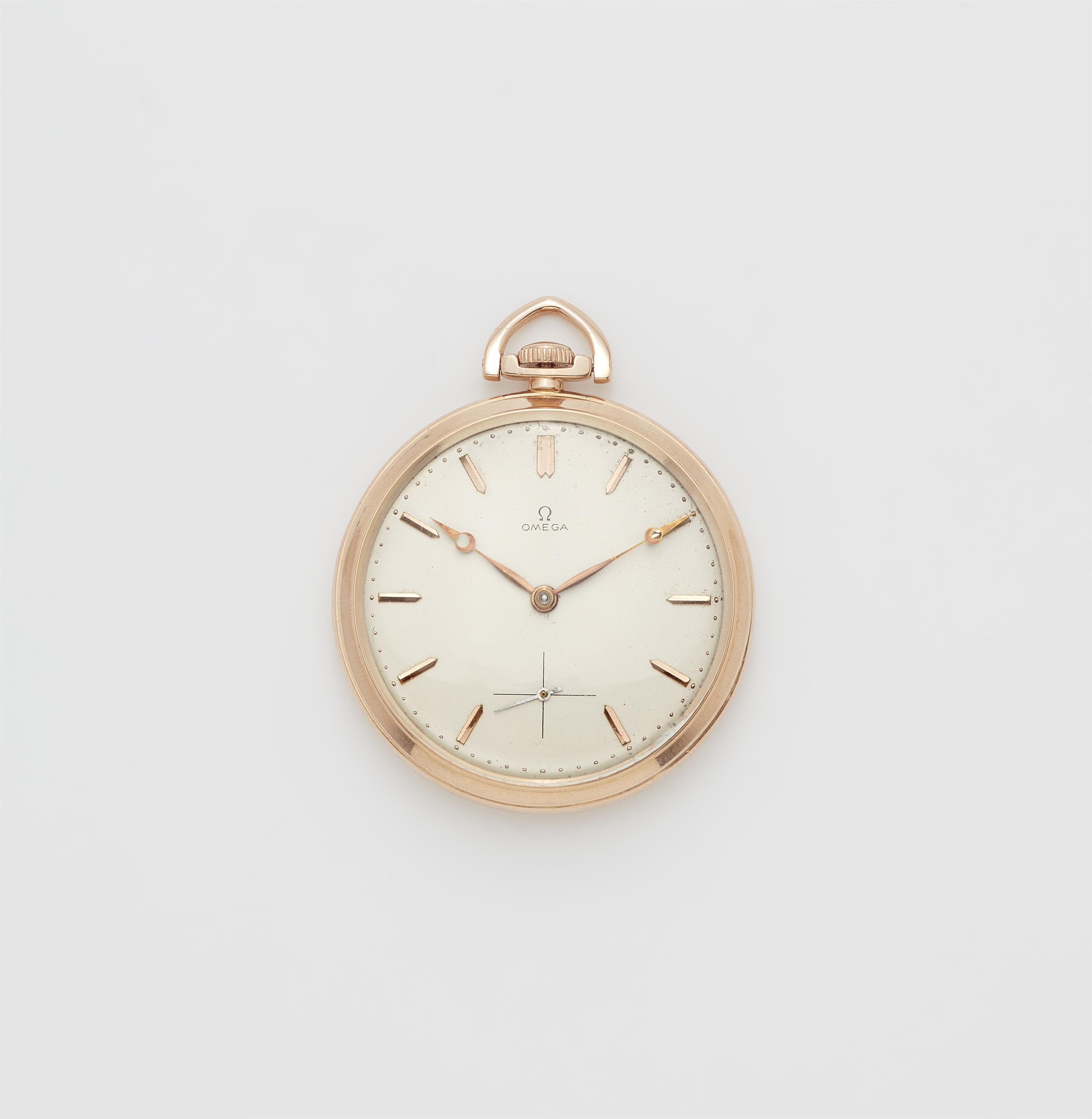 An 18k rose gold Omega Lepine pocket watch. - image-1