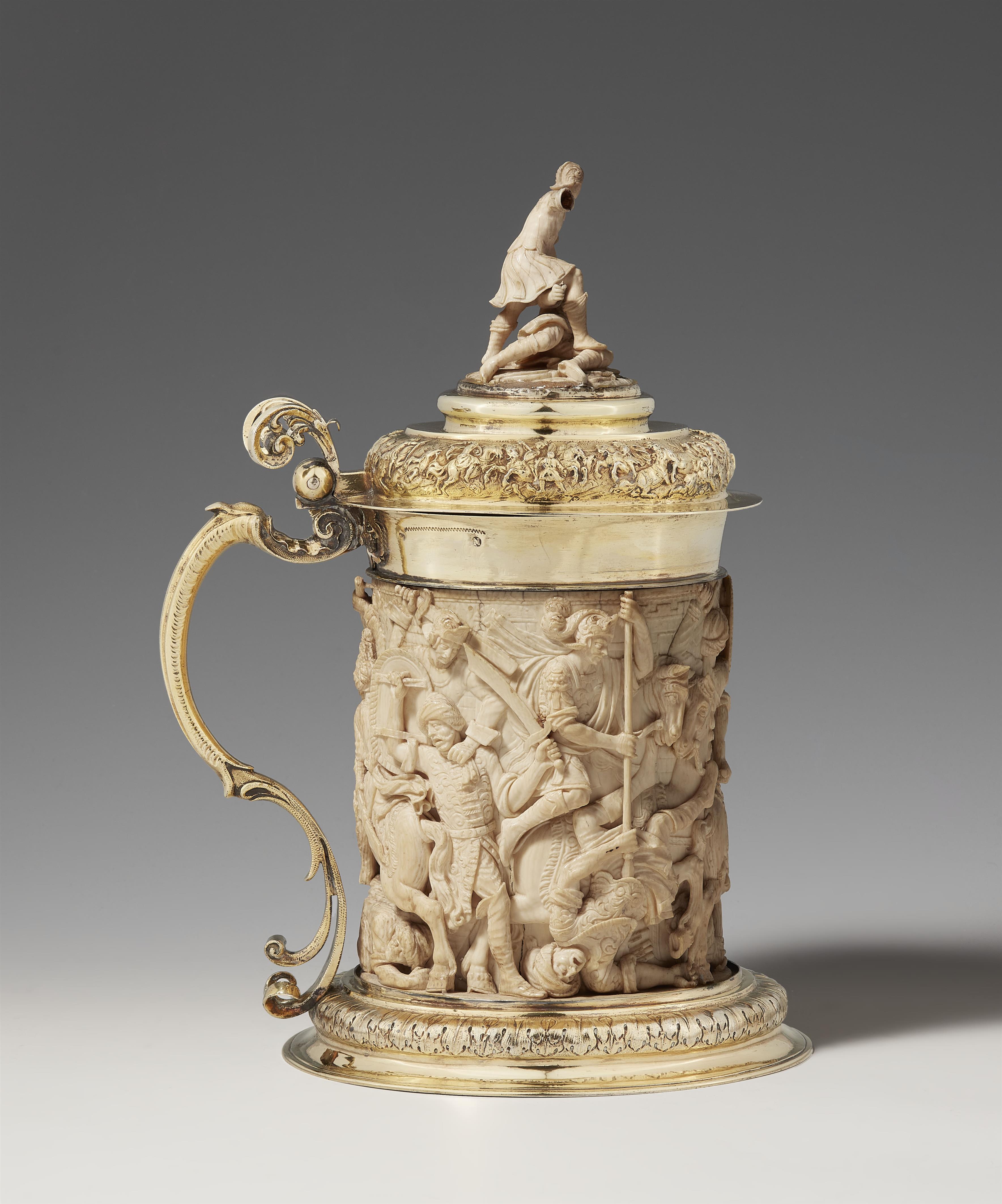 A museum-quality, silver gilt mounted ivory tankard - image-2