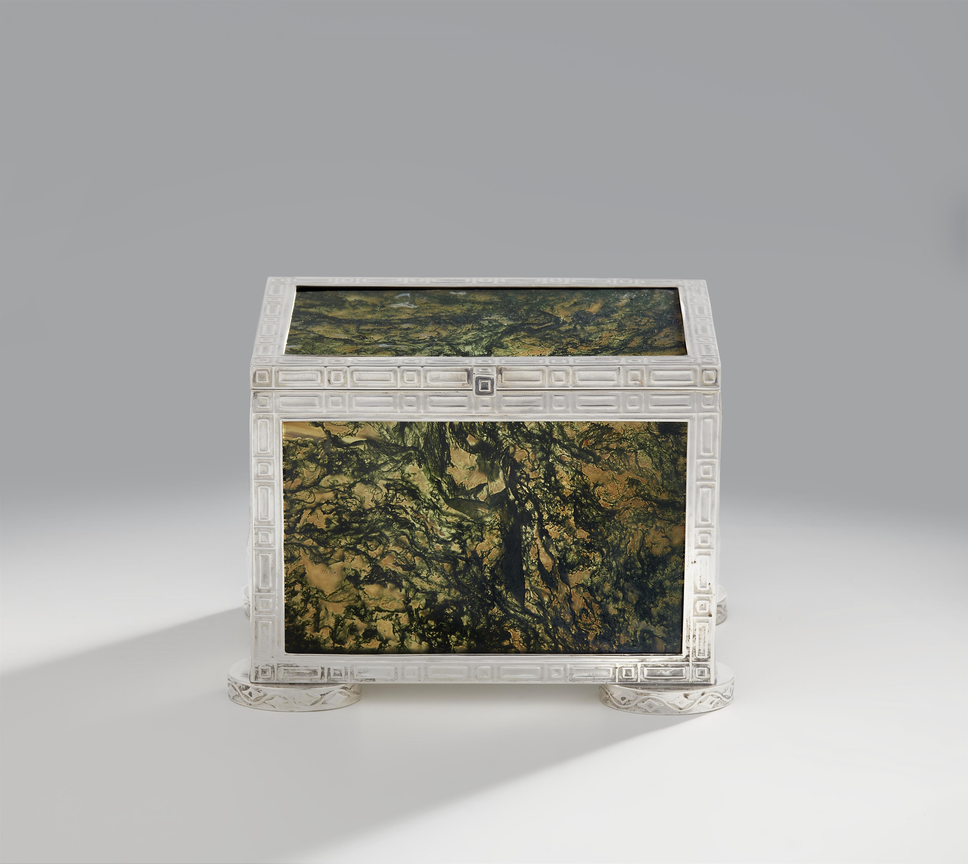 A rare silver and moss agate casket by Josef Hoffmann - image-1