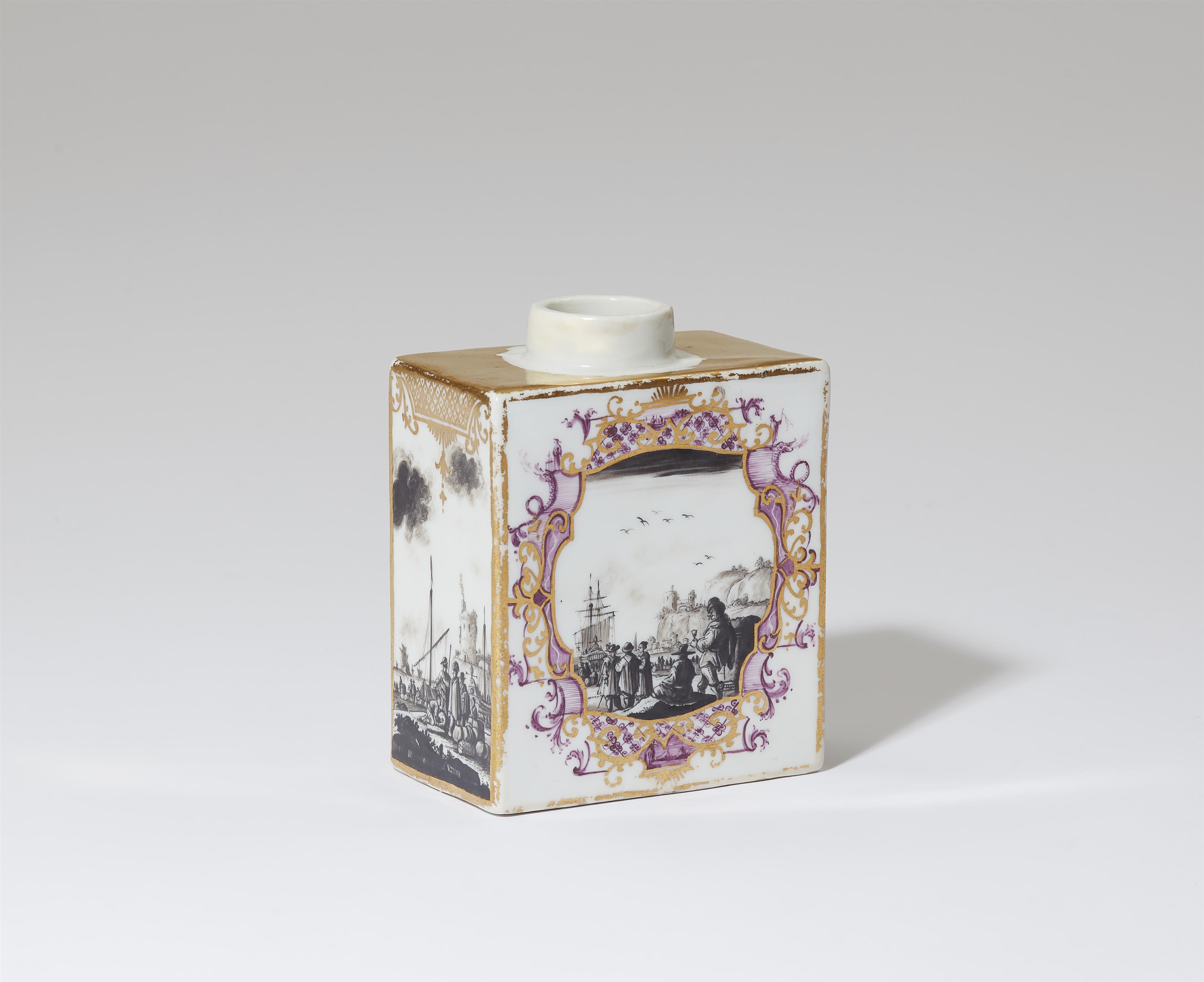 A Meissen porcelain tea caddy with merchant navy motifs - image-1