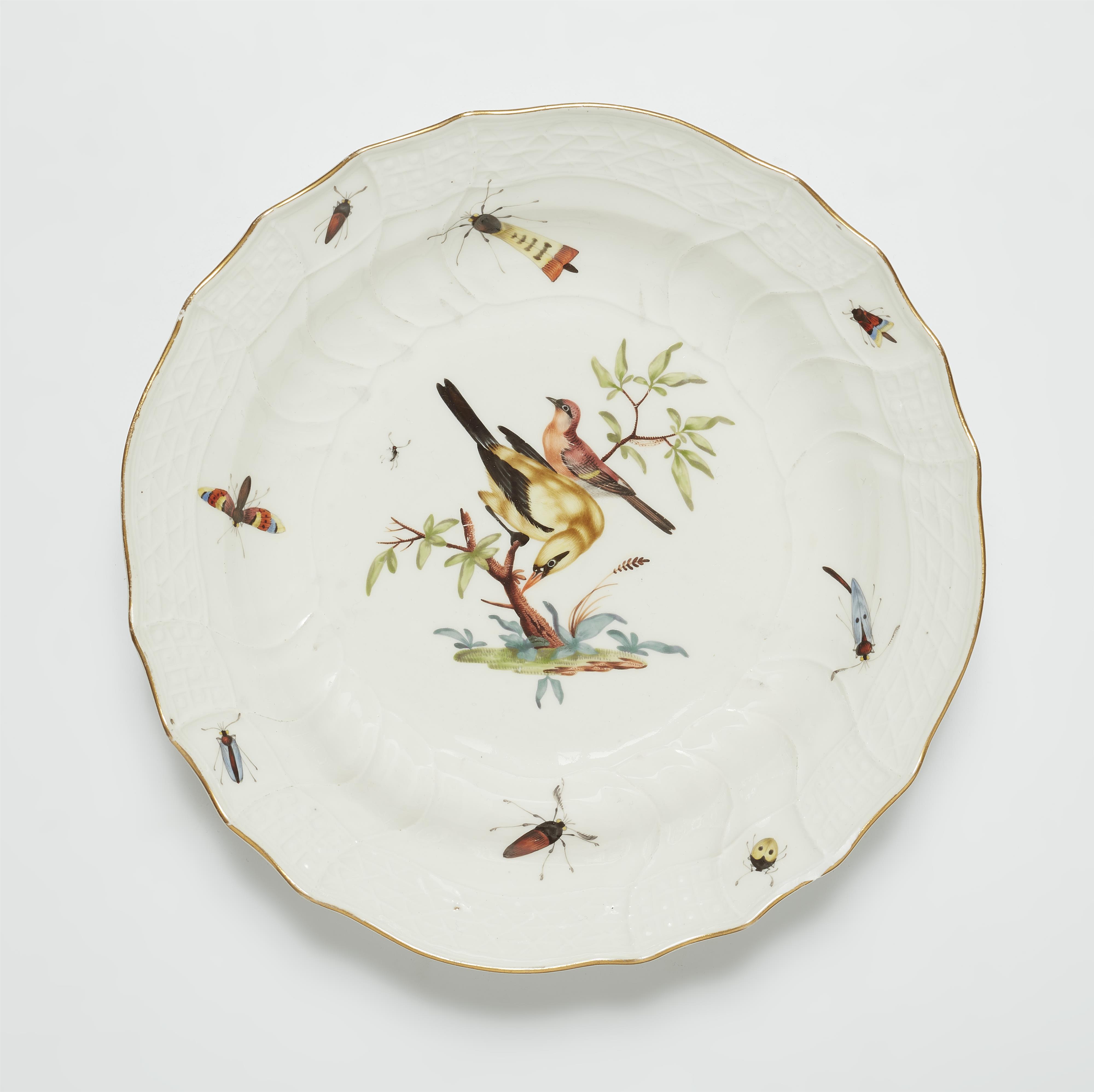 A Meissen porcelain dish with native birds and insects from a dinner service for King Friedrich II - image-1