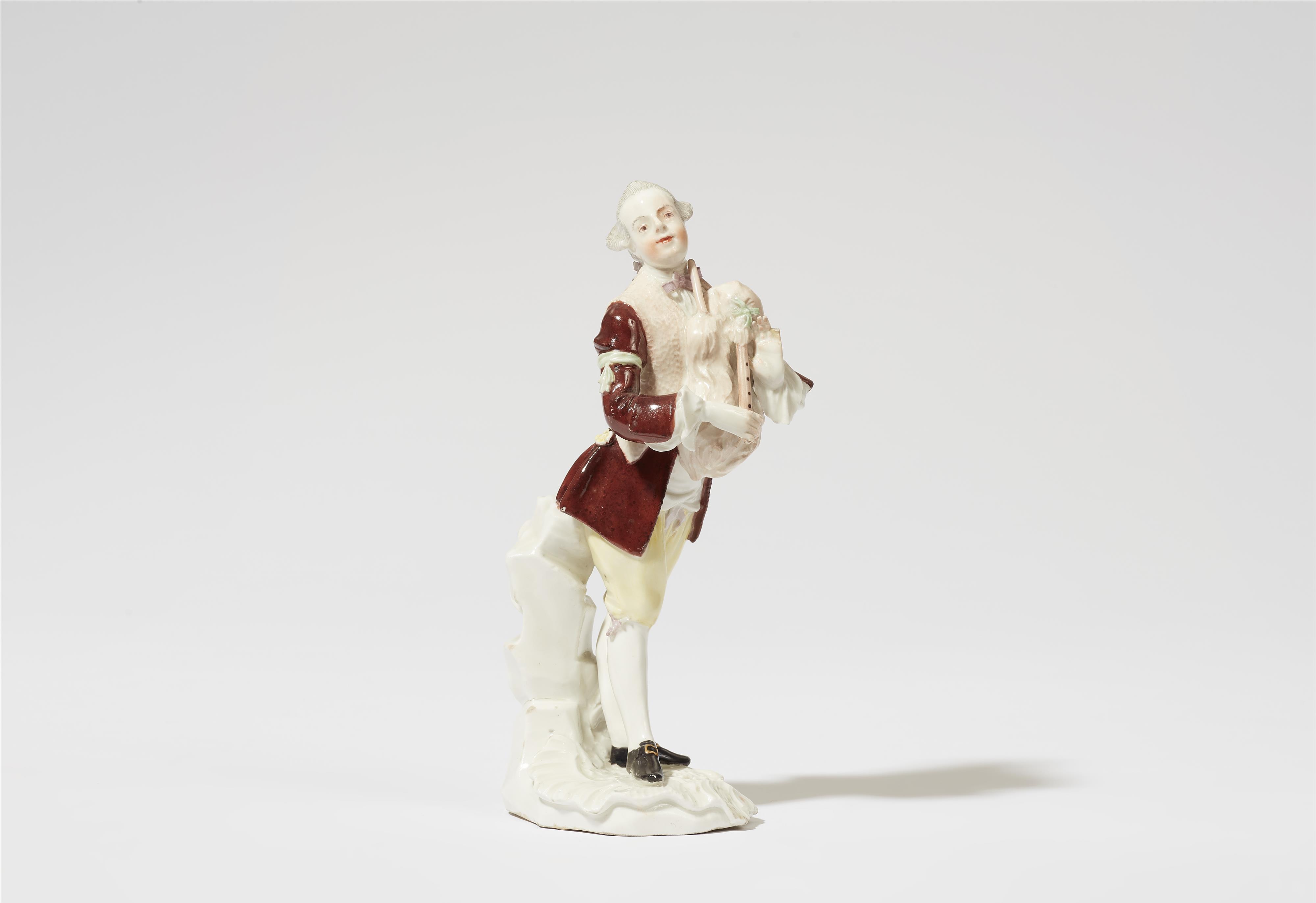 A Vienna porcelain figure of a shepherd with bagpipes - image-1