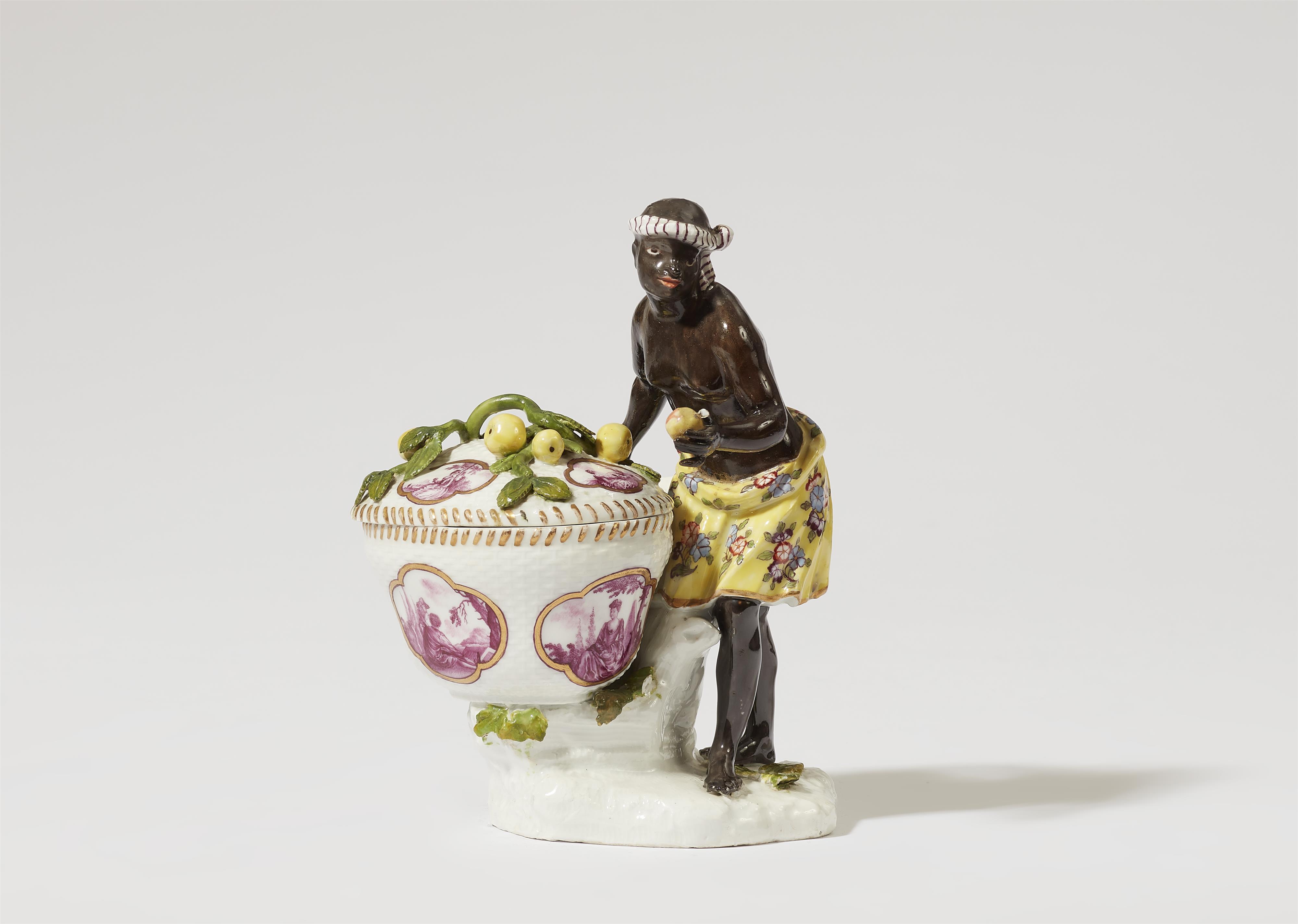 A Meissen porcelain figure of an African woman with a basket - image-1