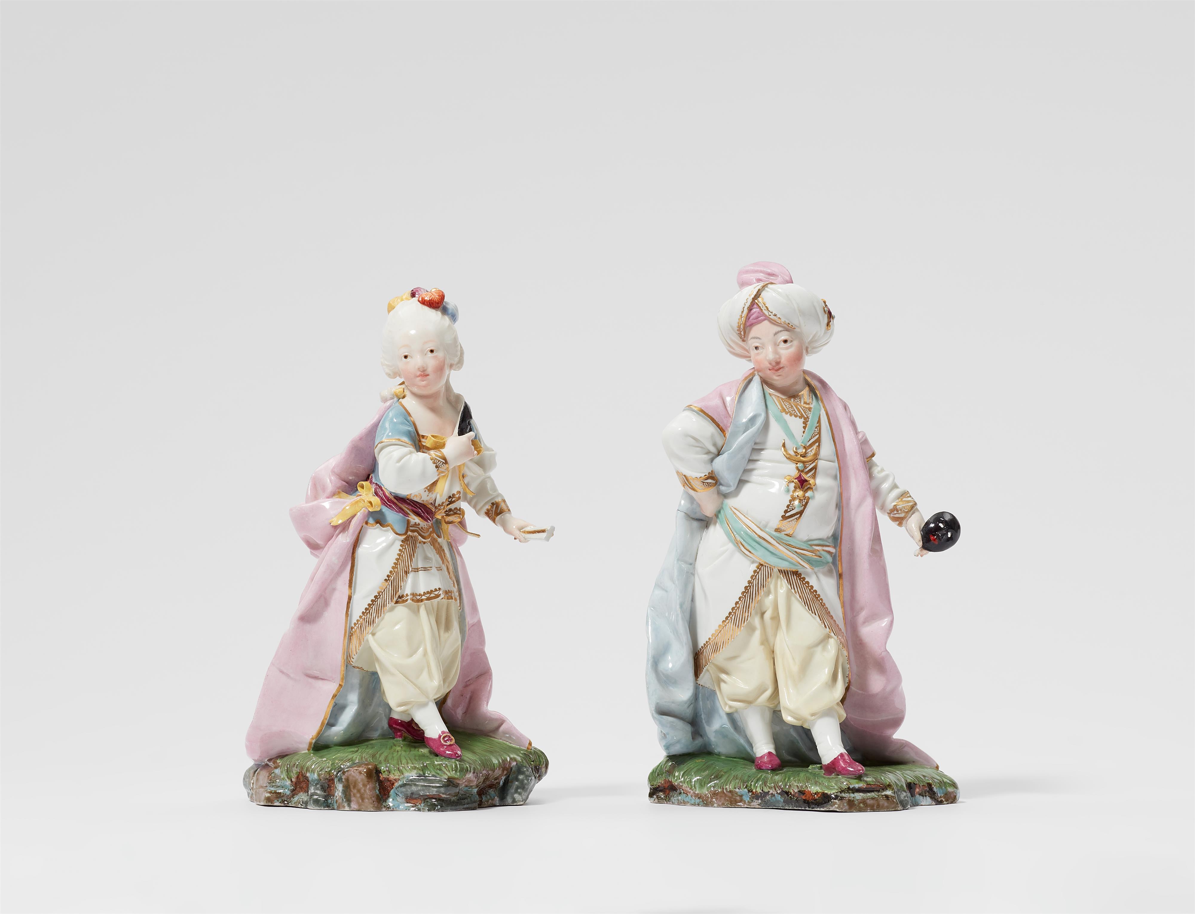 Höchst porcelain figures of a boy as a sultan and a girl as a sultana - image-1