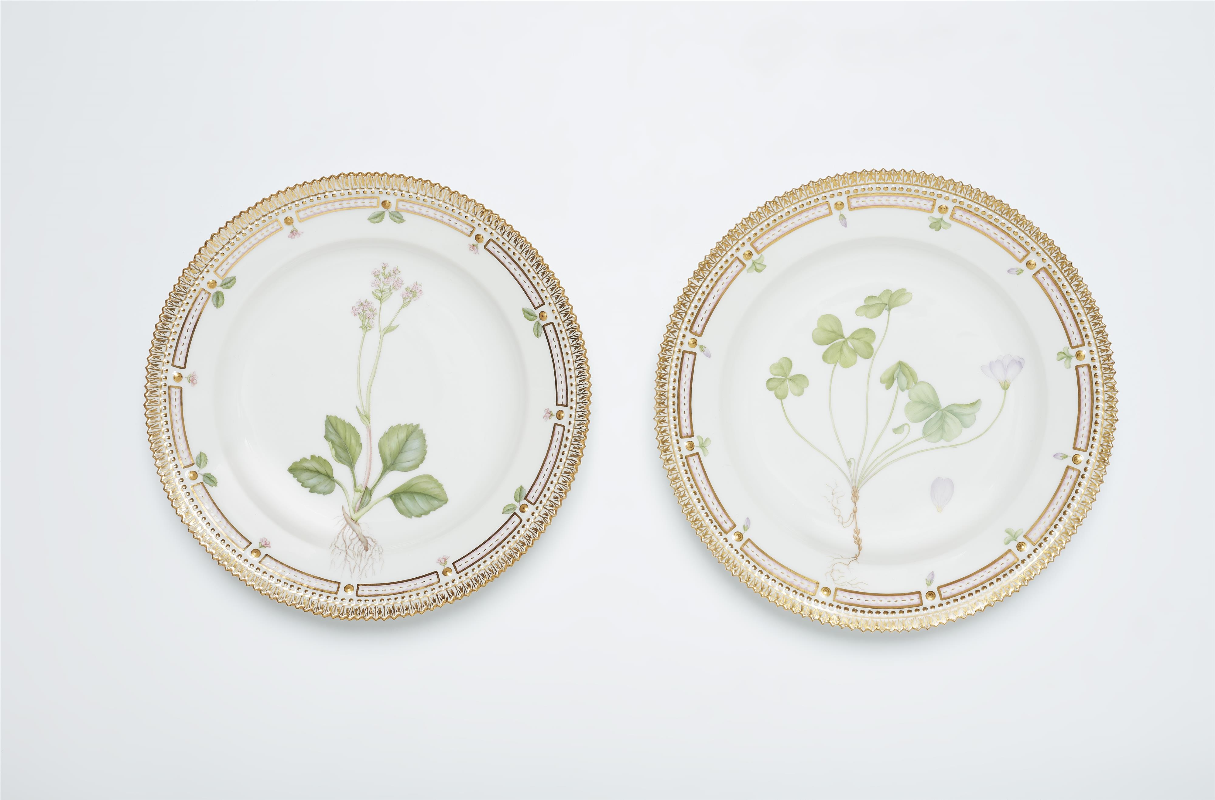 Two Royal Copenhagen porcelain "Flora Danica" dinner plates - image-1